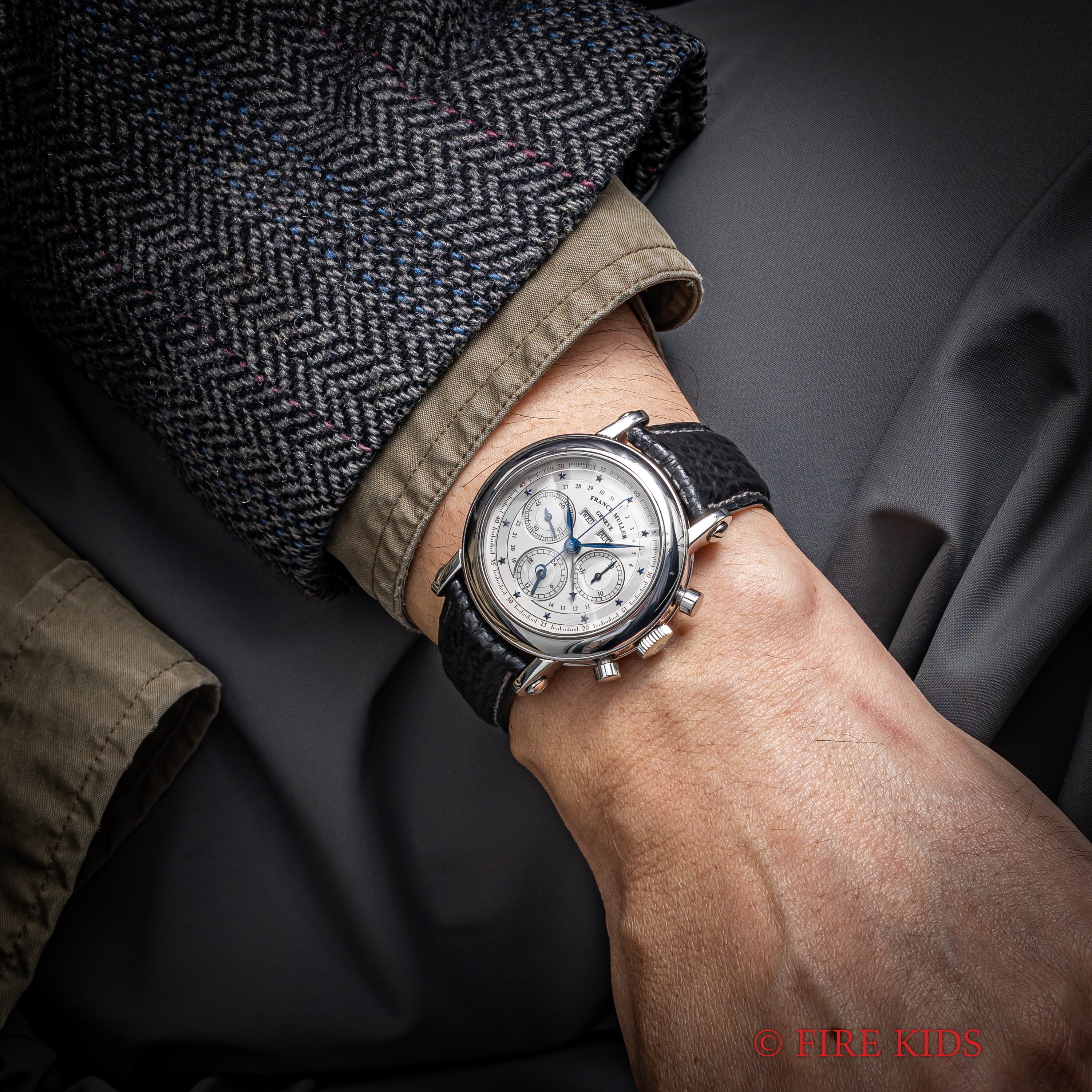 フランクミュラー スターダイヤル トリプルカレンダークロノグラフ Ref.7000CC 手巻き 1990年代製 箱、ギャラ、オリジナル革ベルト、純正尾錠付き