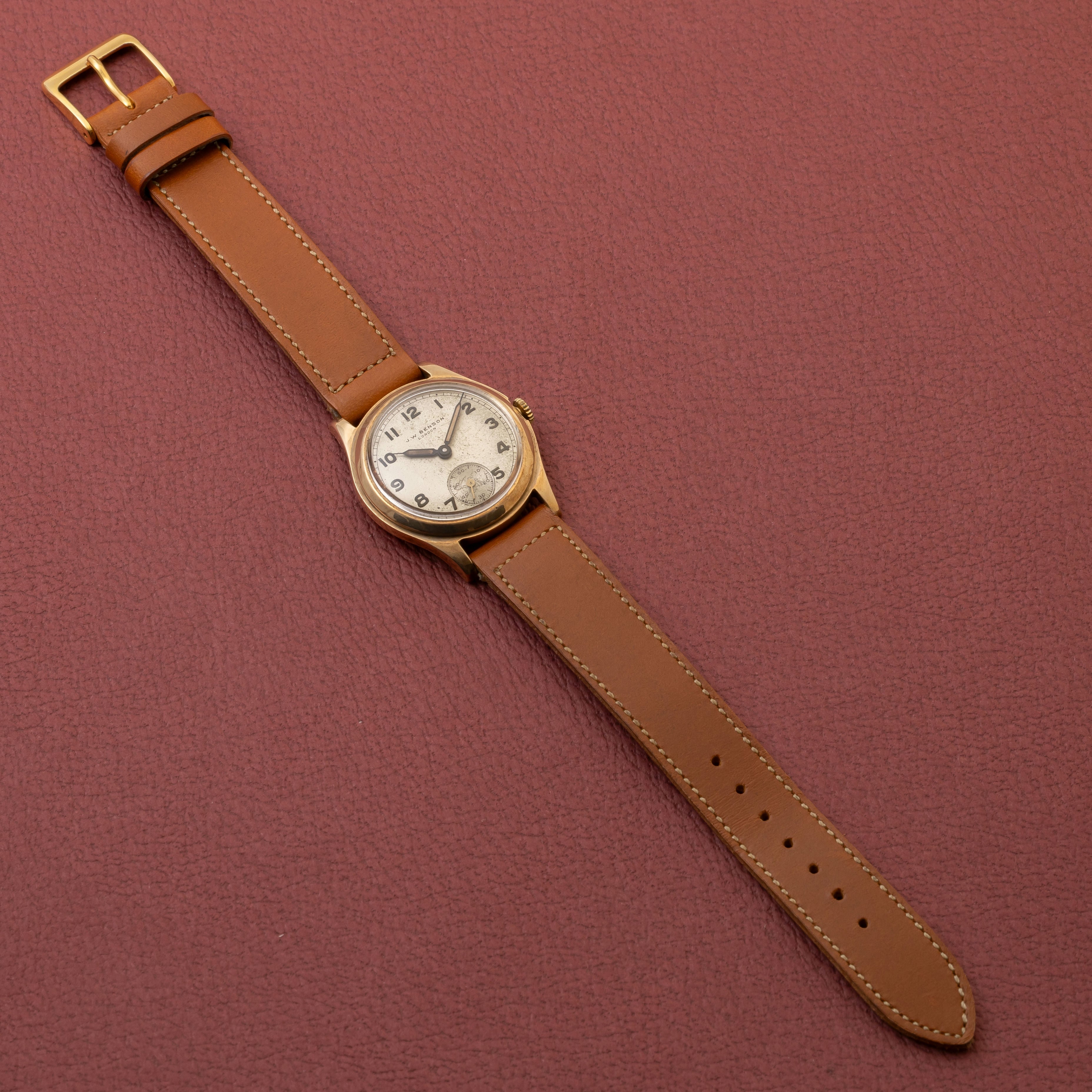 JWベンソン 手巻き スモールセコンド 9金無垢 1950年代