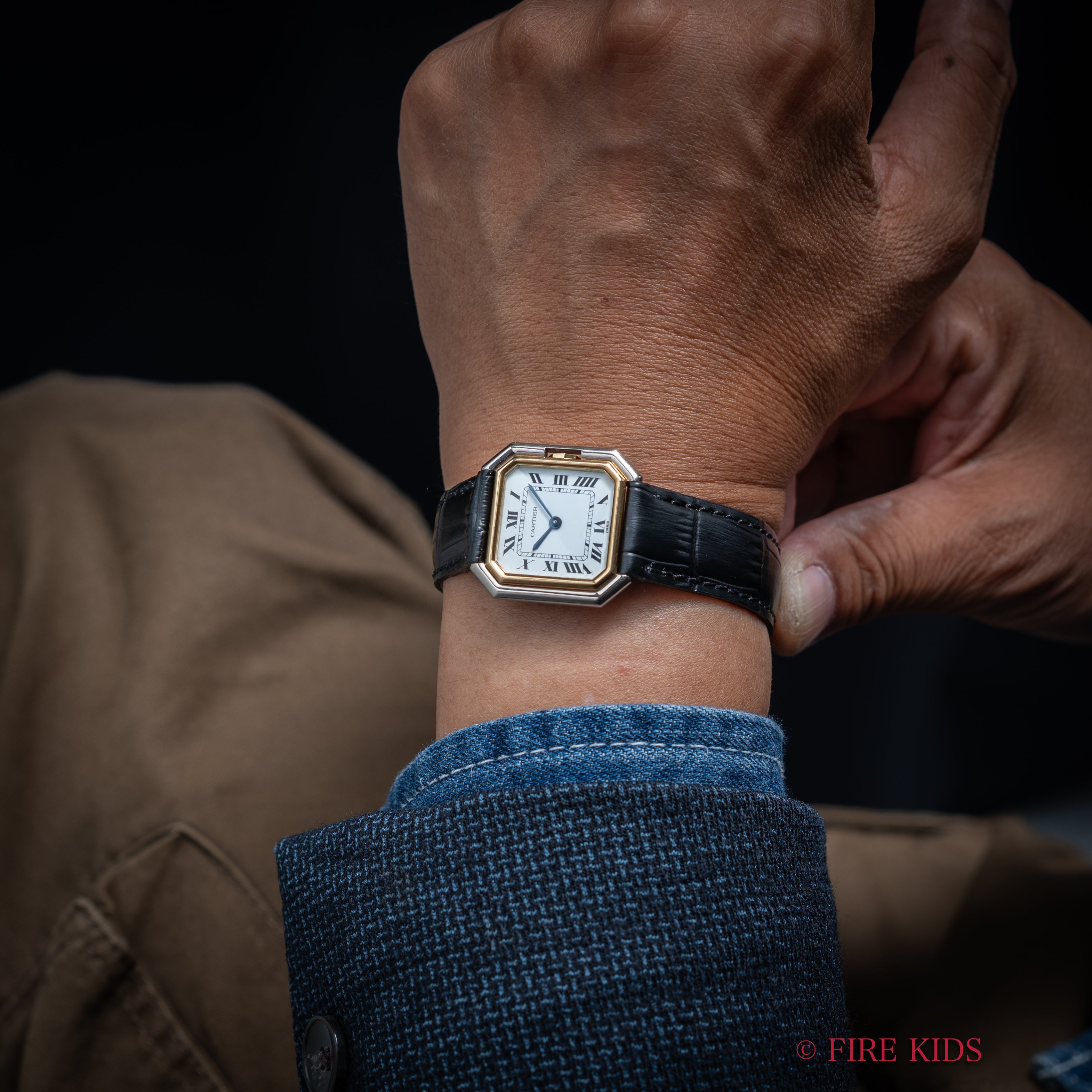 カルティエ サンチュール LMサイズ 手巻 WG+YGコンビ 1980年代製 PARISダイヤル 18KYG純正Dバックル