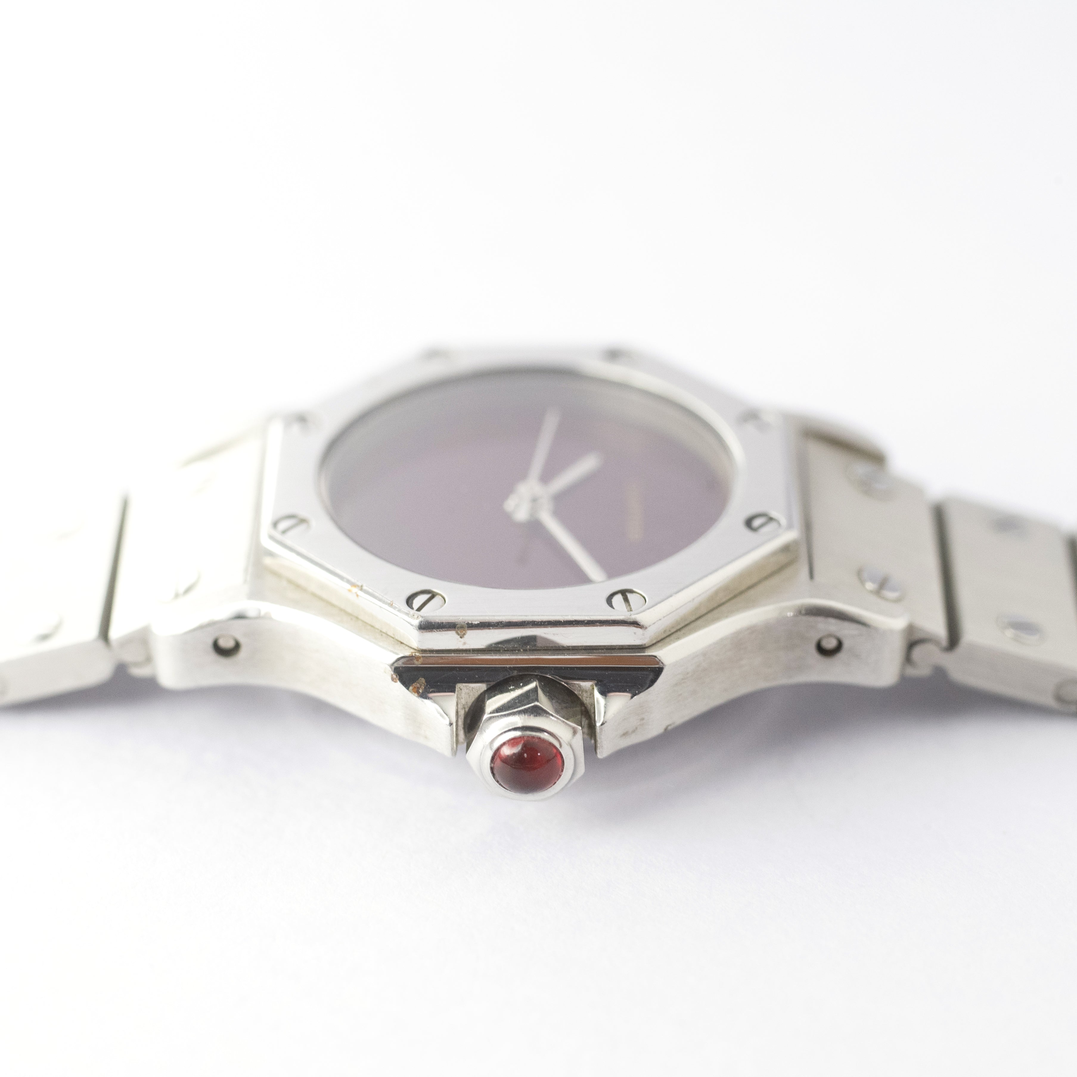 カルティエ サントスオクタゴン SM レディース ボルドーダイヤル 自動巻き 1980年代