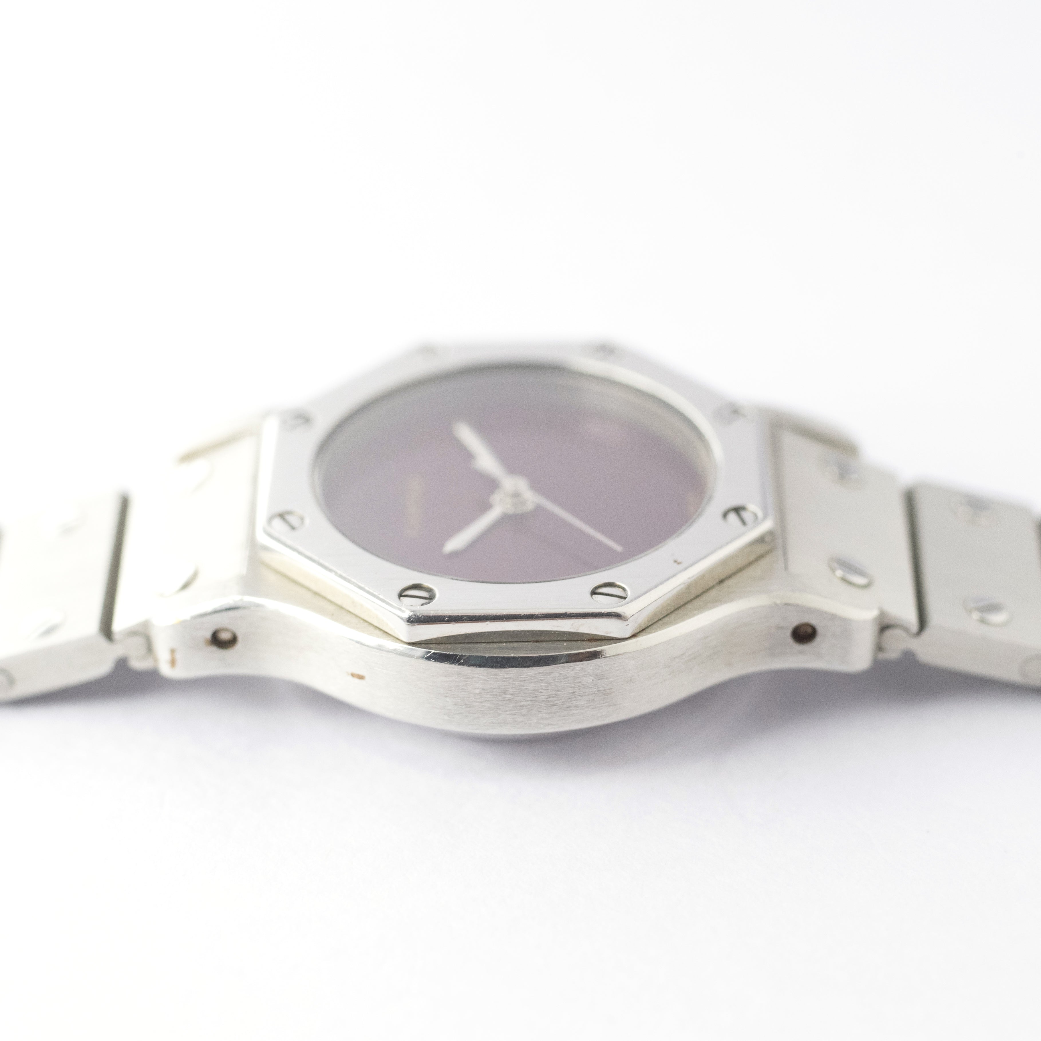 カルティエ サントスオクタゴン SM レディース ボルドーダイヤル 自動巻き 1980年代