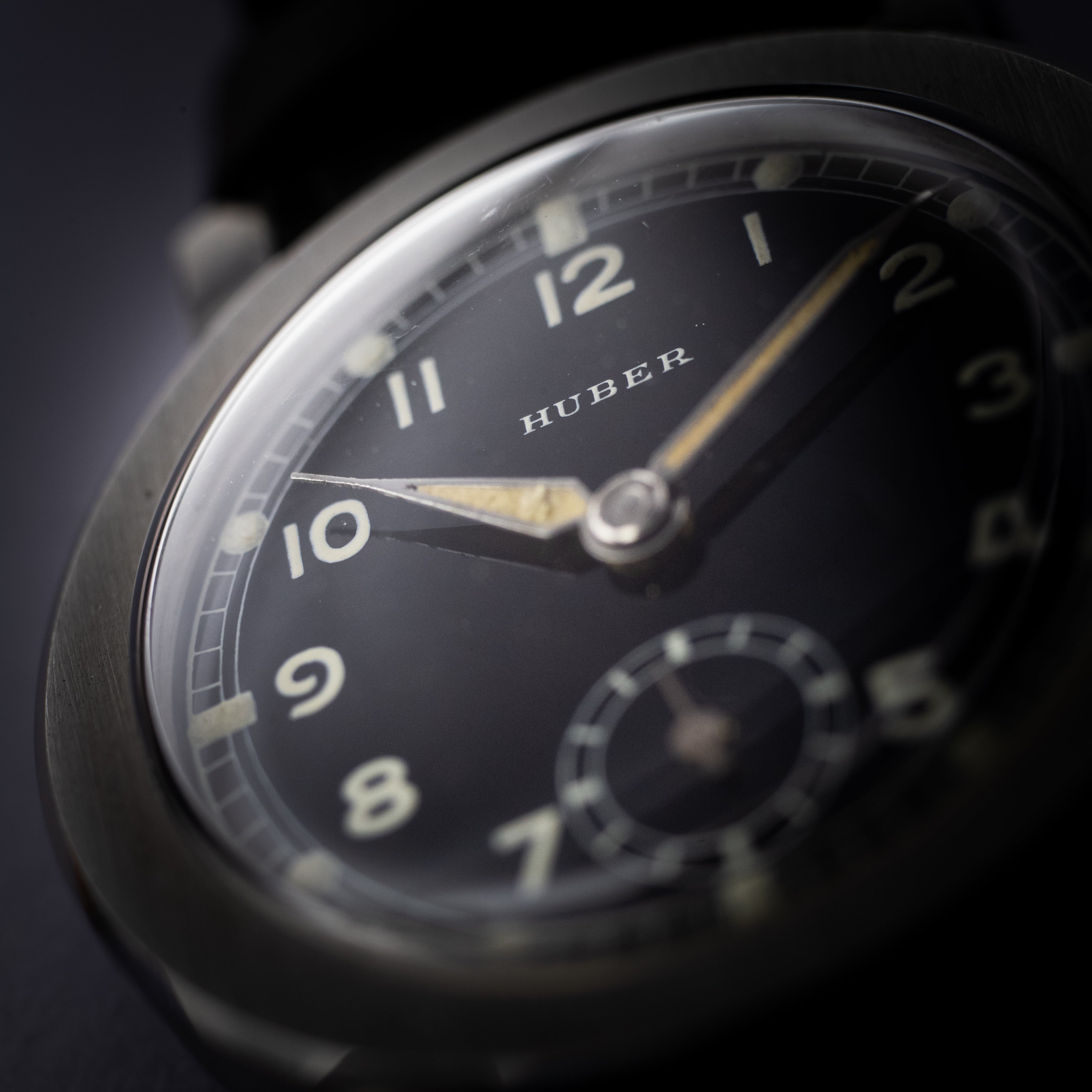 HUBER ブラックミラーダイヤル 1940年代製 フレキシブルラグ