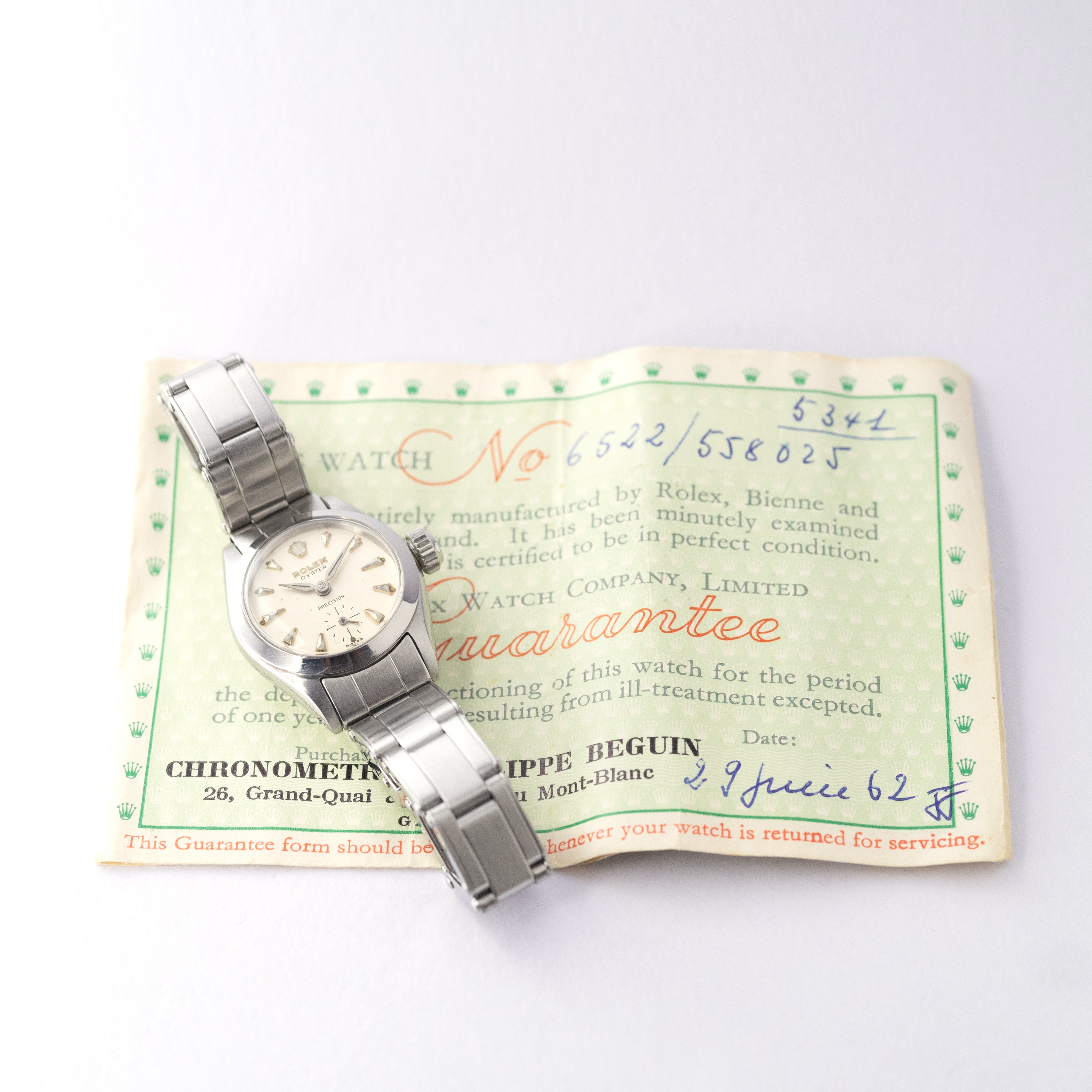 ロレックス レディース 1960年製 オイスター スモールセコンド ギャラ付き