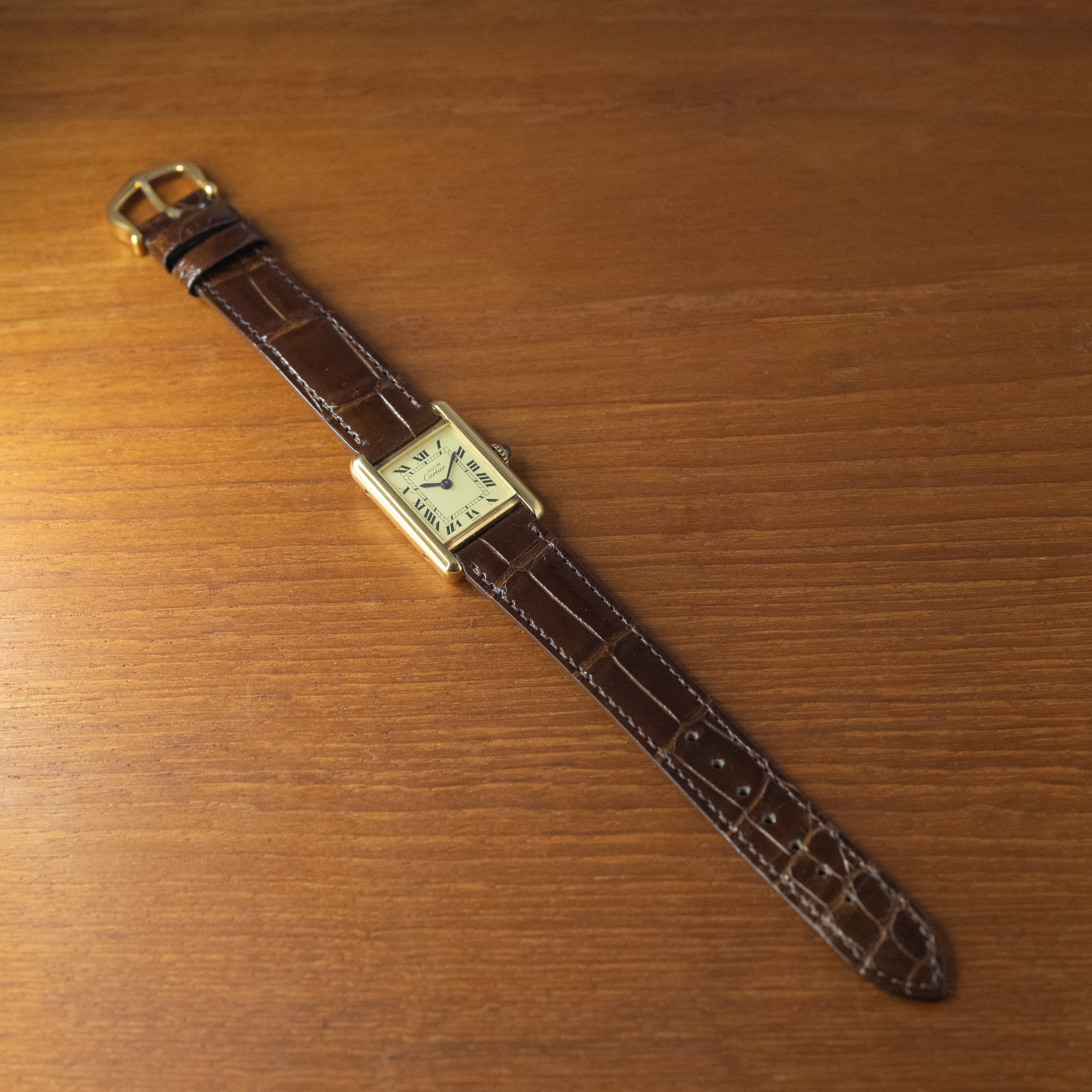 カルティエ マストタンク 1980年代 アイボリーローマン 尾錠付き