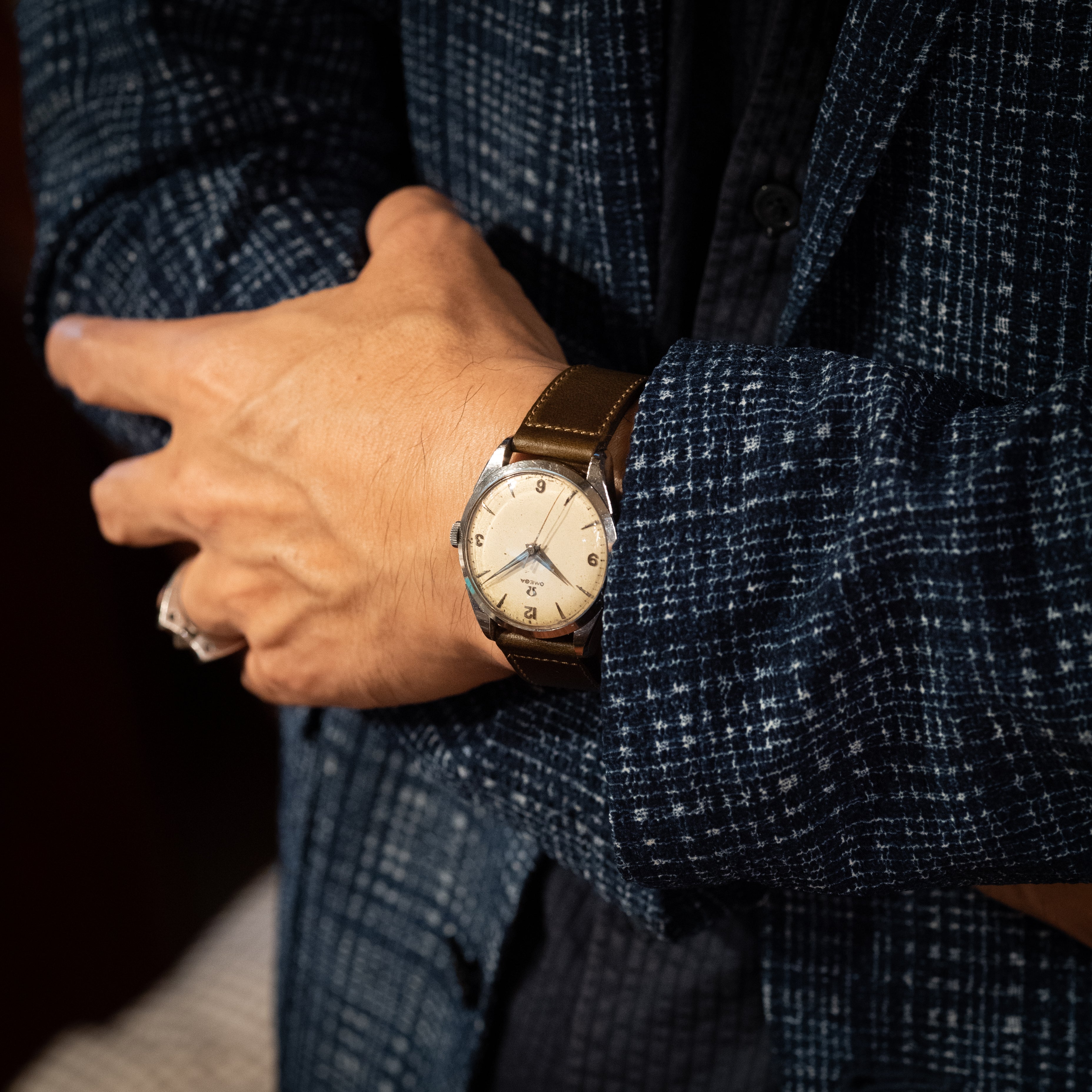 オメガ 30mmキャリバー 1958年製 ラウンド アイボリーダイヤル