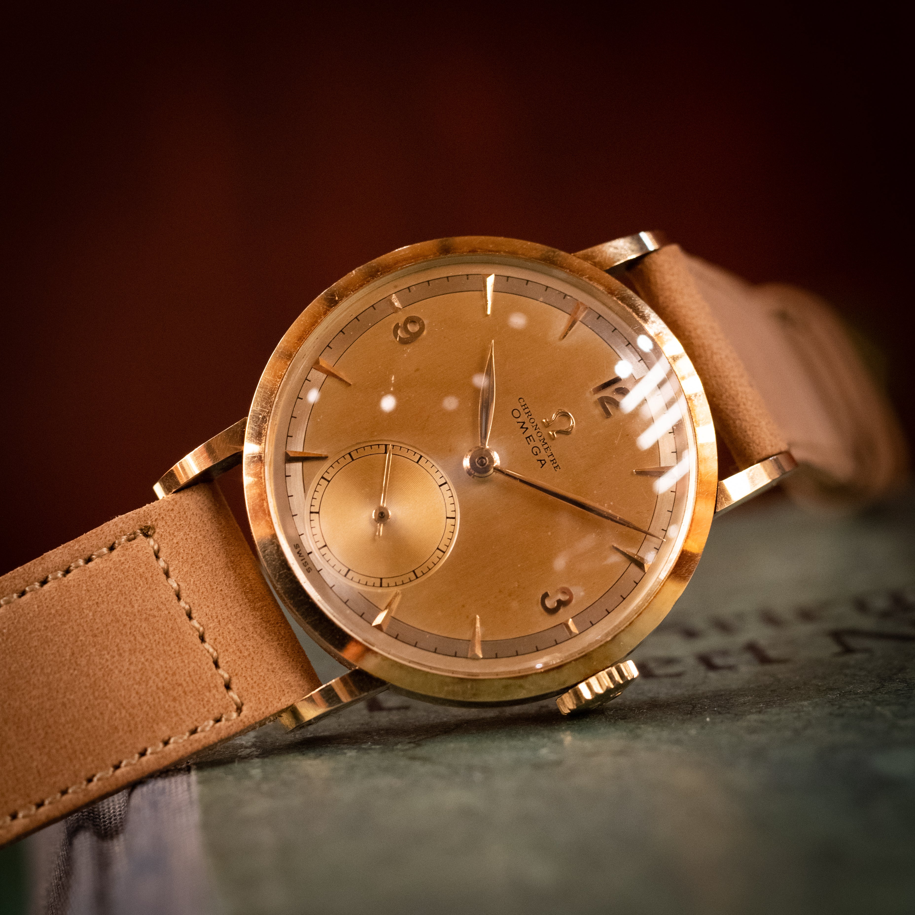 オメガ 30mmキャリバー クロノメーター Cal.30T2 RG 1944~46年製 14KYG