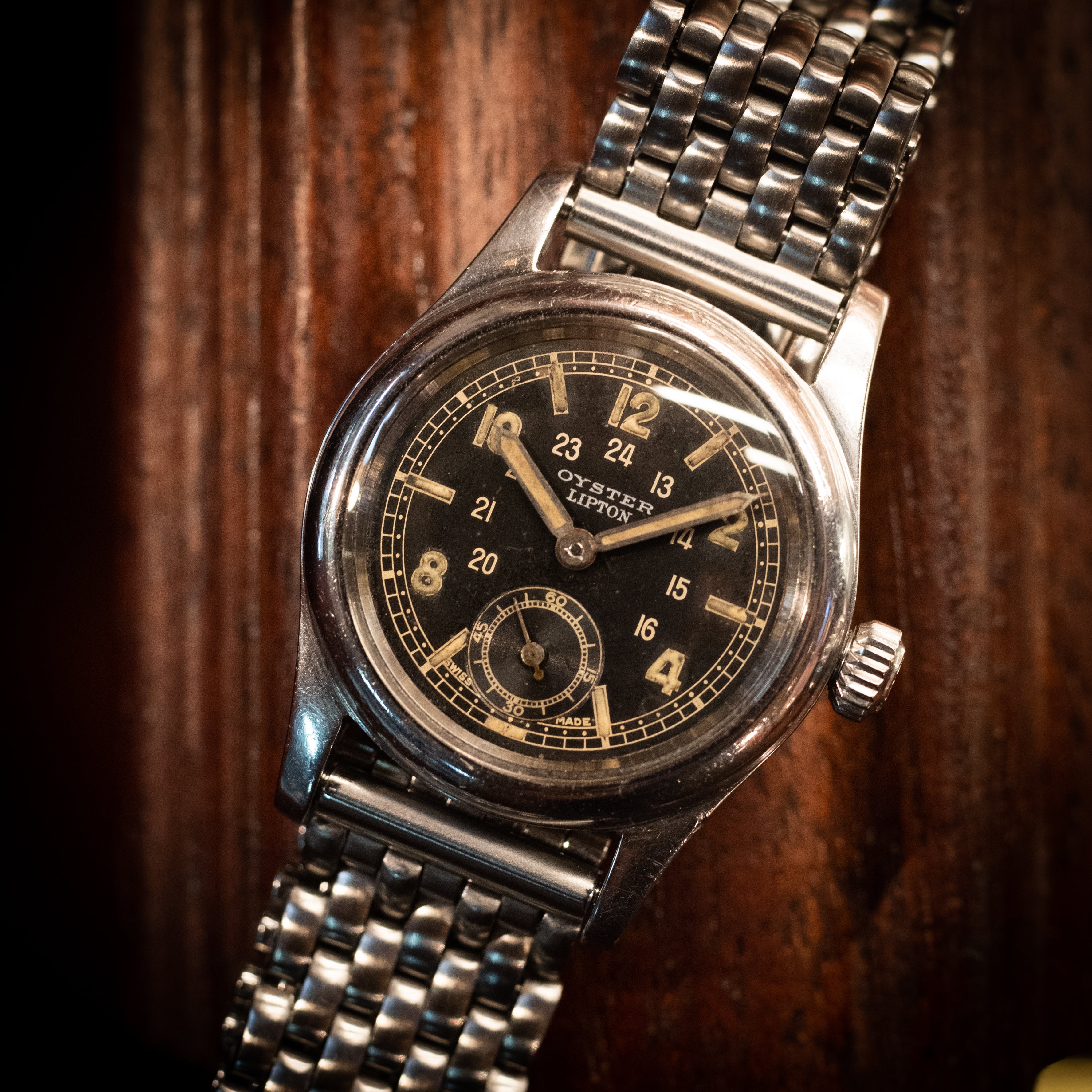 オイスター リプトン オリジナルブラックミラーダイヤル 1945年製