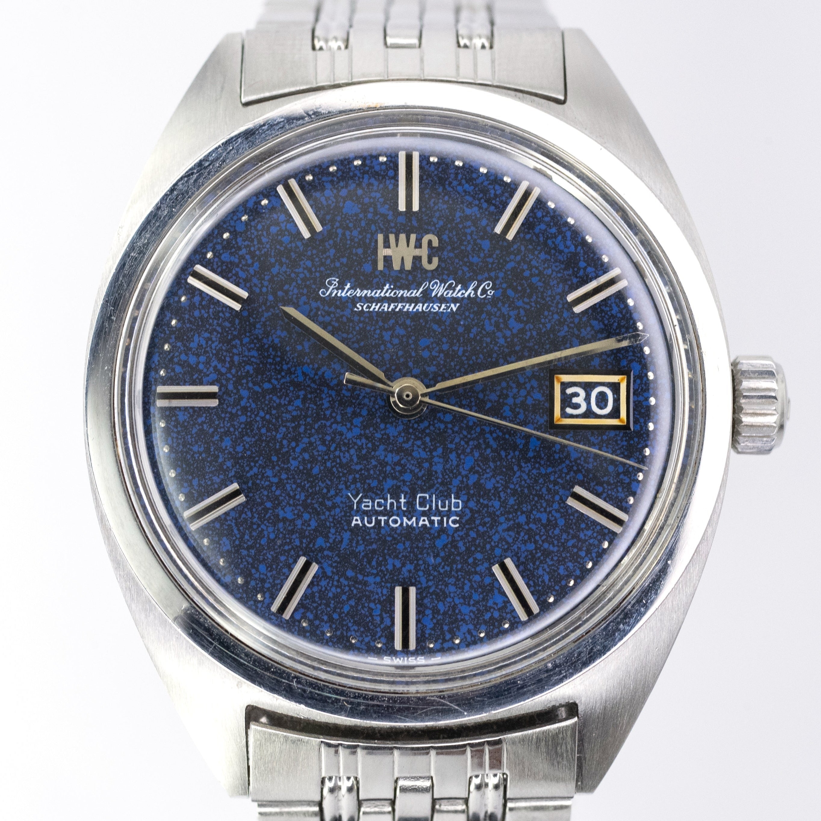 IWCヨットクラブ ブルーマーブル 1969年製 純正ステンレスブレス