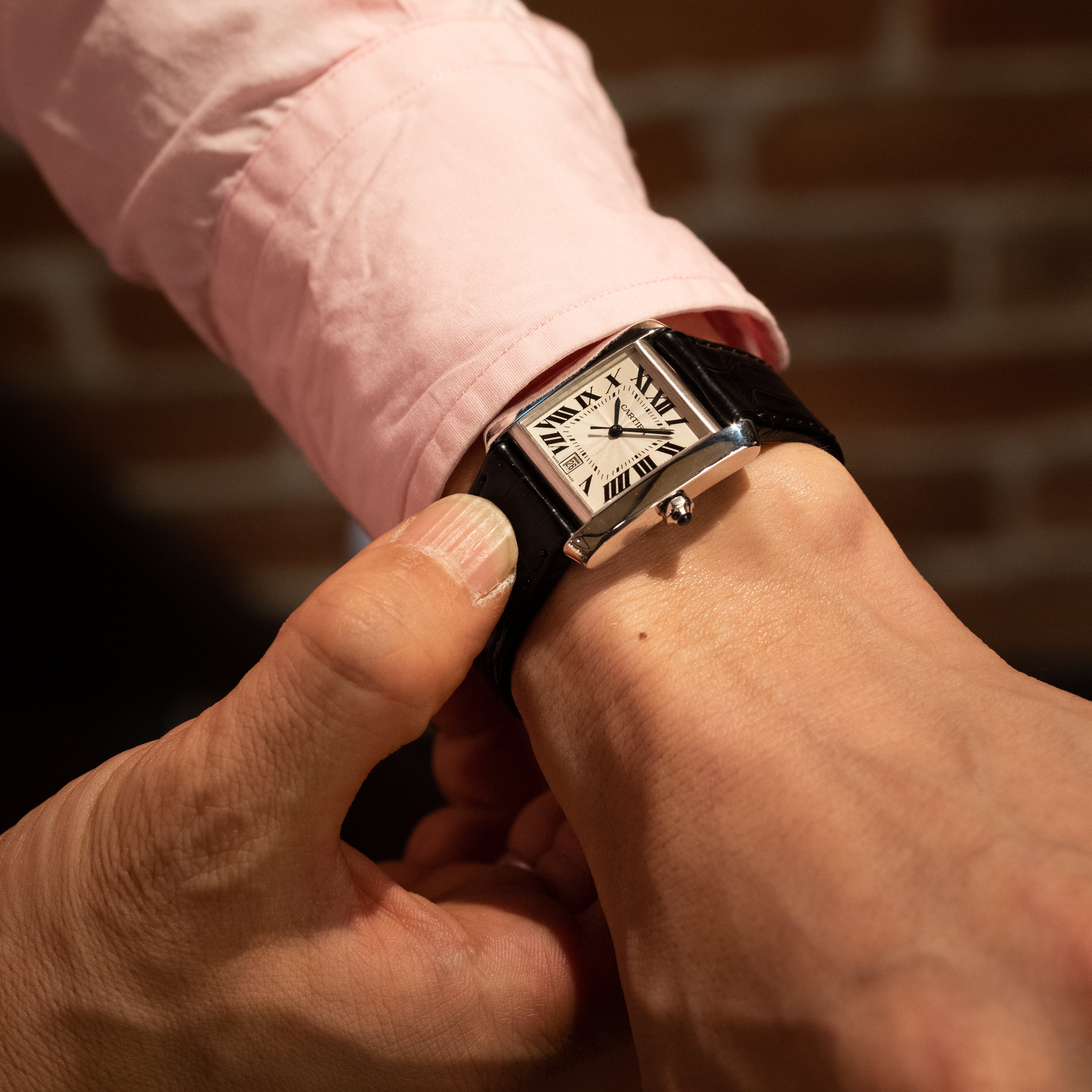 カルティエ タンクフランセーズ LM 18KWG 1990年代 自動巻き