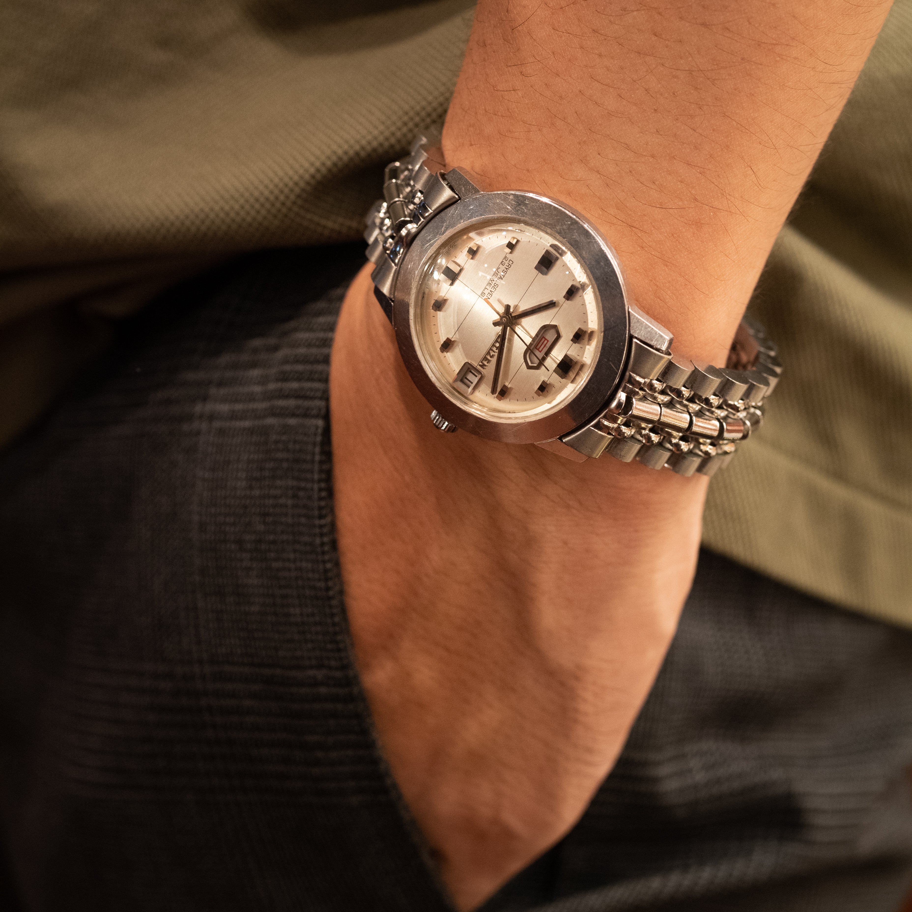 シチズン クリスタルセブン 1967年製 デイデイト スネークブレスブレスのみ