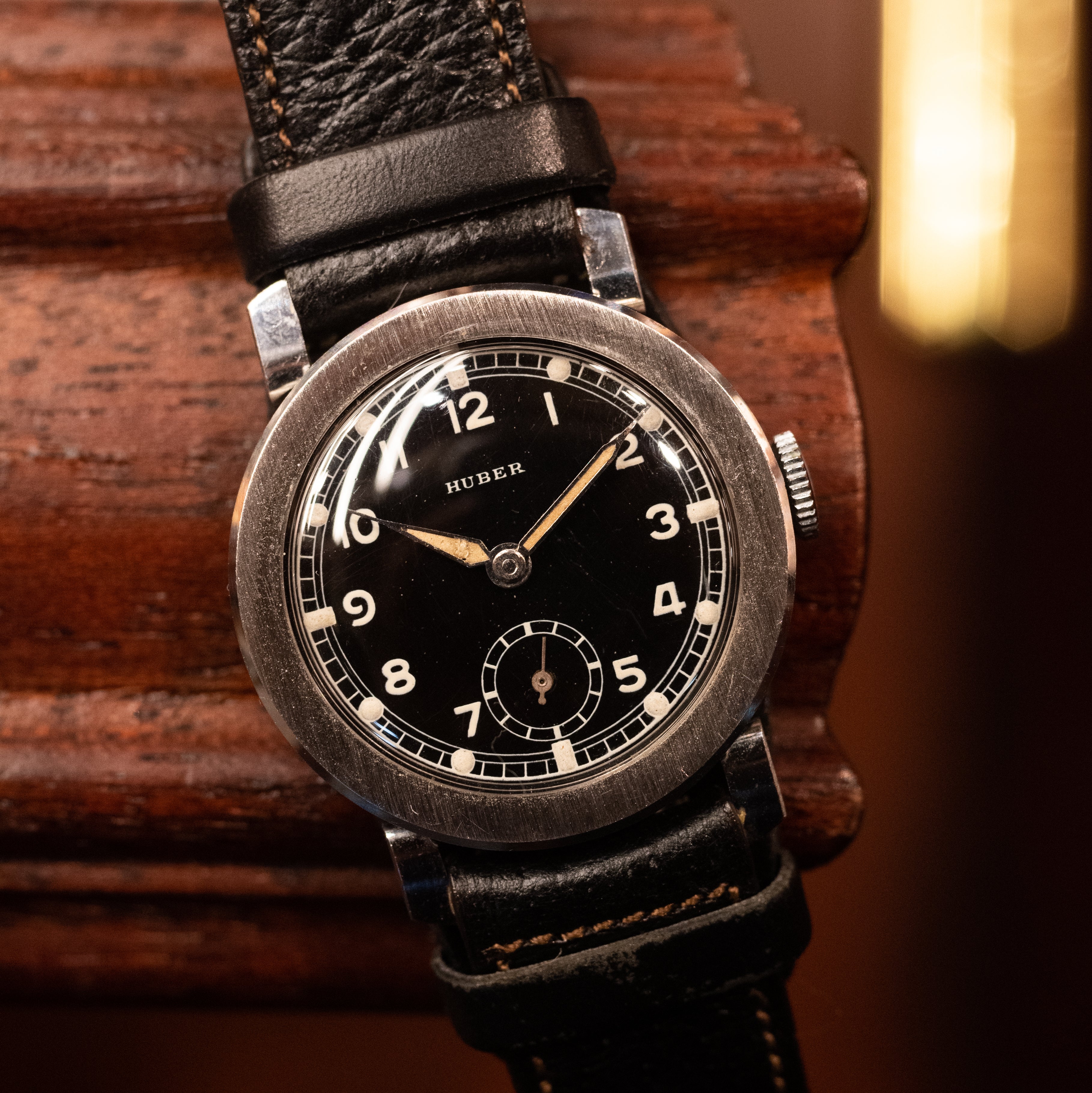 HUBER ブラックミラーダイヤル 1940年代製 フレキシブルラグ