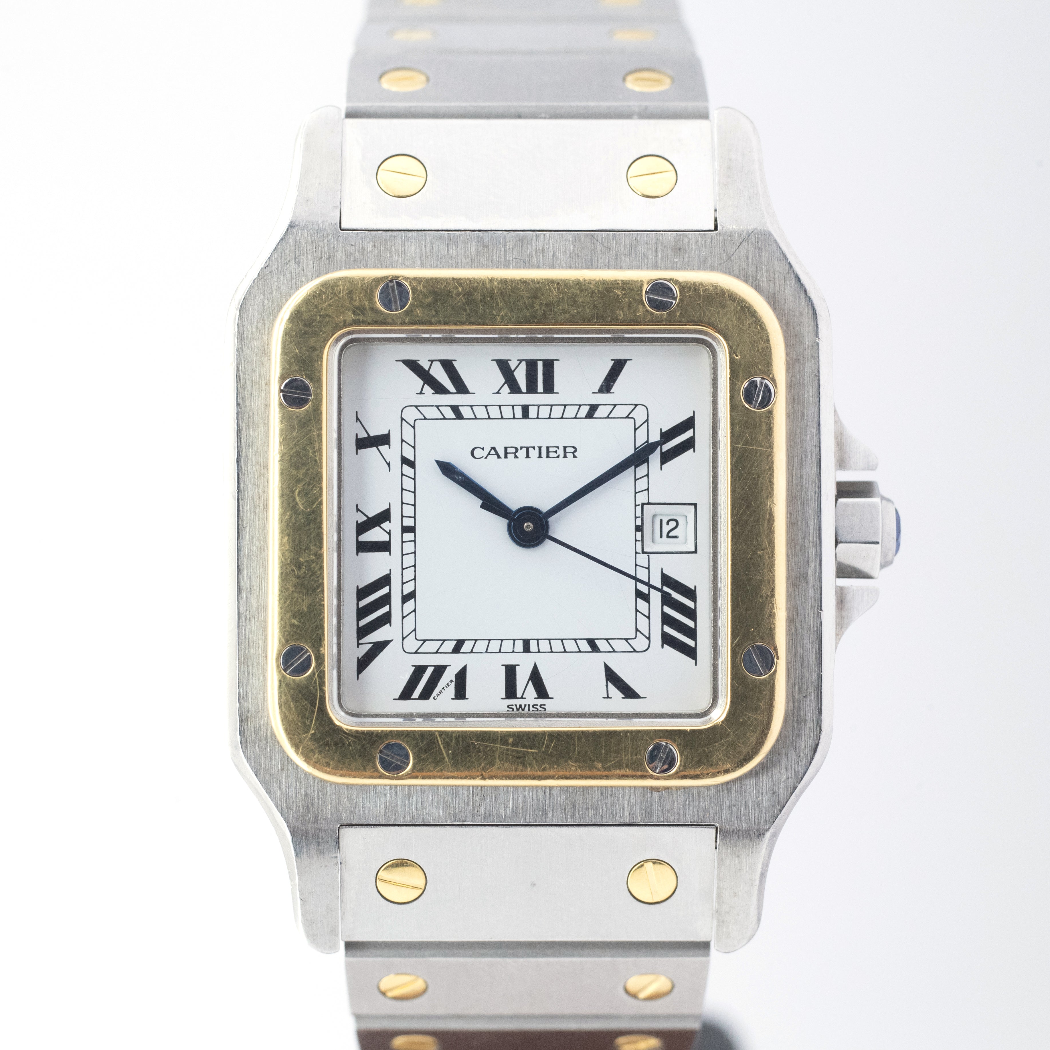 カルティエ サントス コンビLM 1980年代製 ホワイトエナメルローマンダイヤル