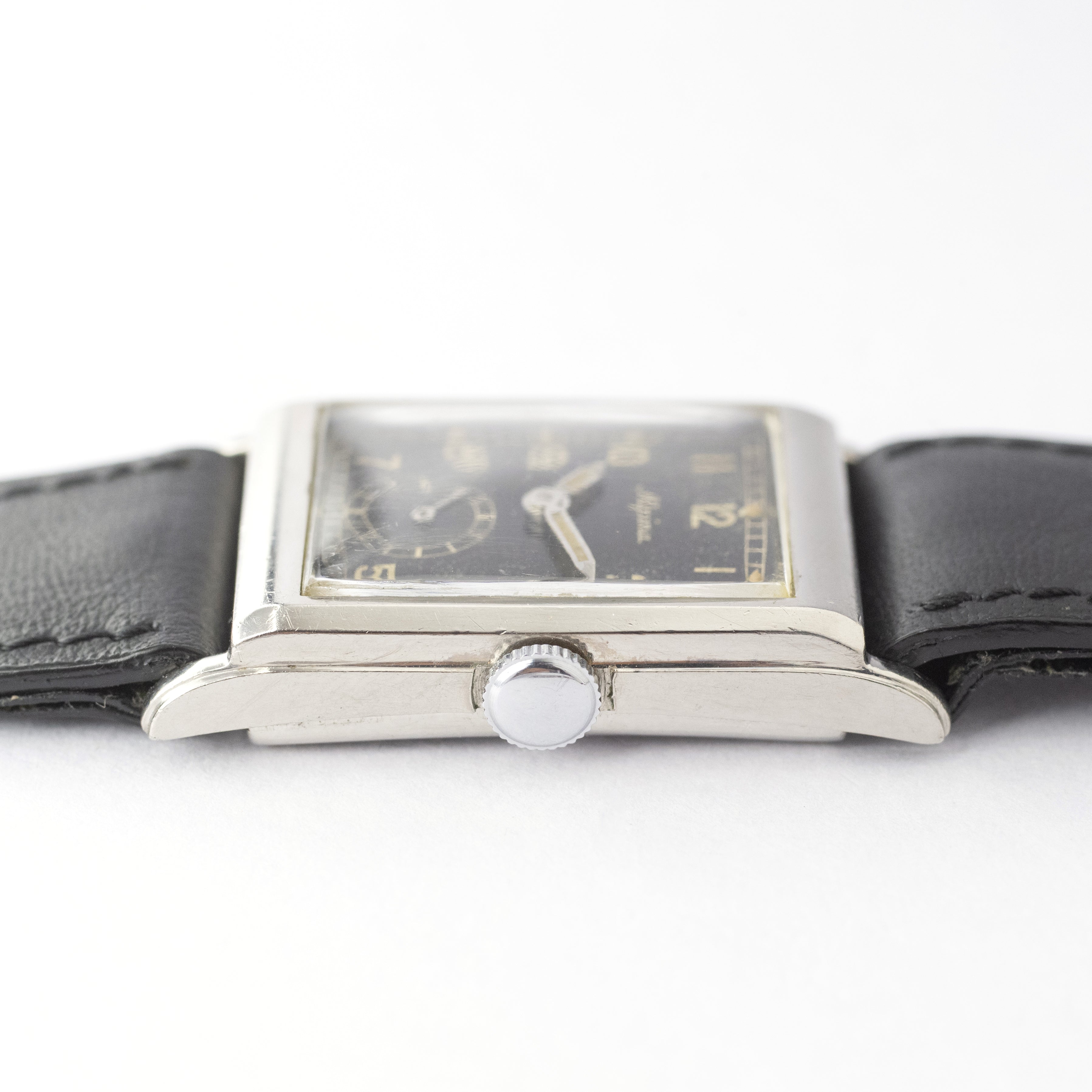 アルピナ レクタンギュラー 手巻き ブラックアラビアダイヤル 1930年代