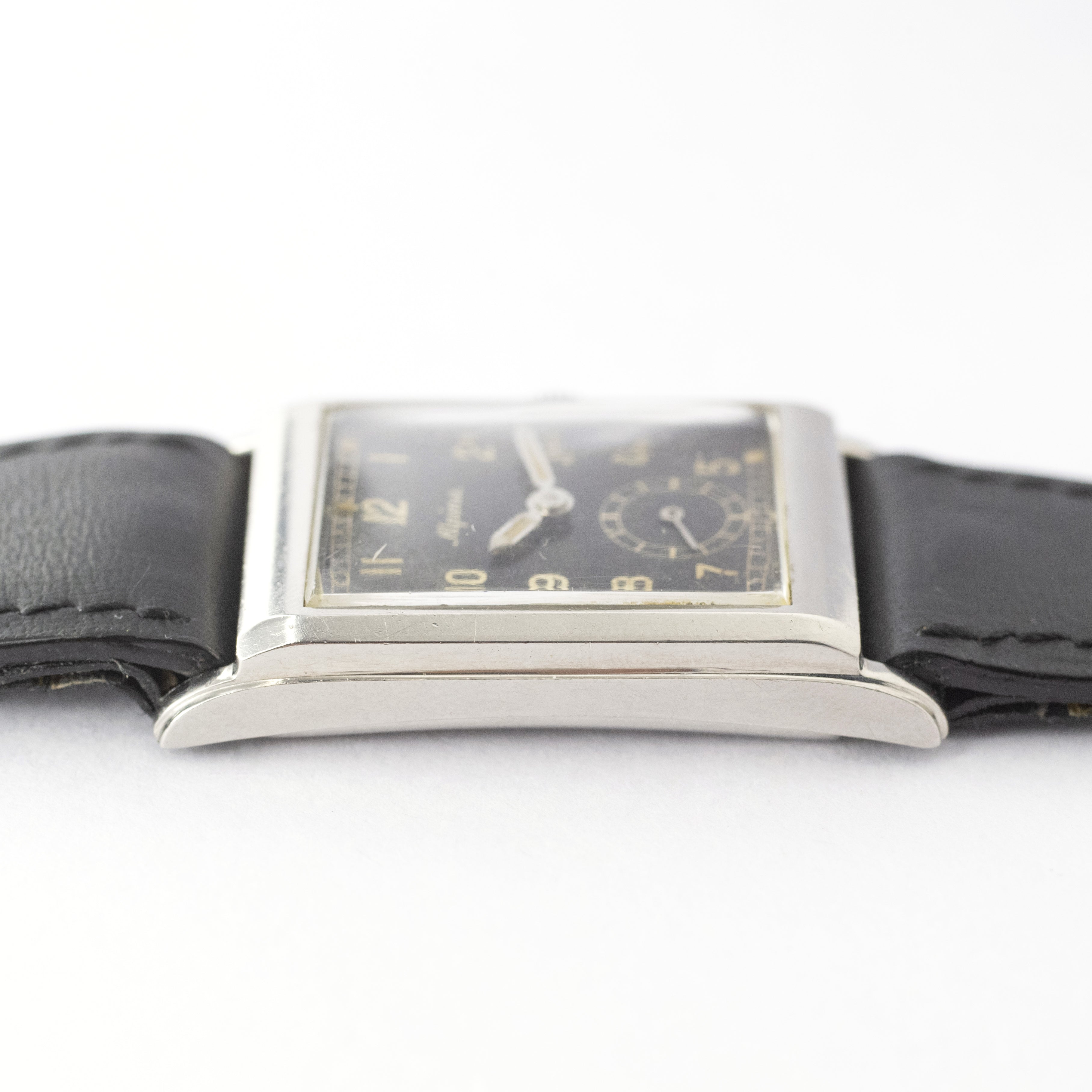 アルピナ レクタンギュラー 手巻き ブラックアラビアダイヤル 1930年代