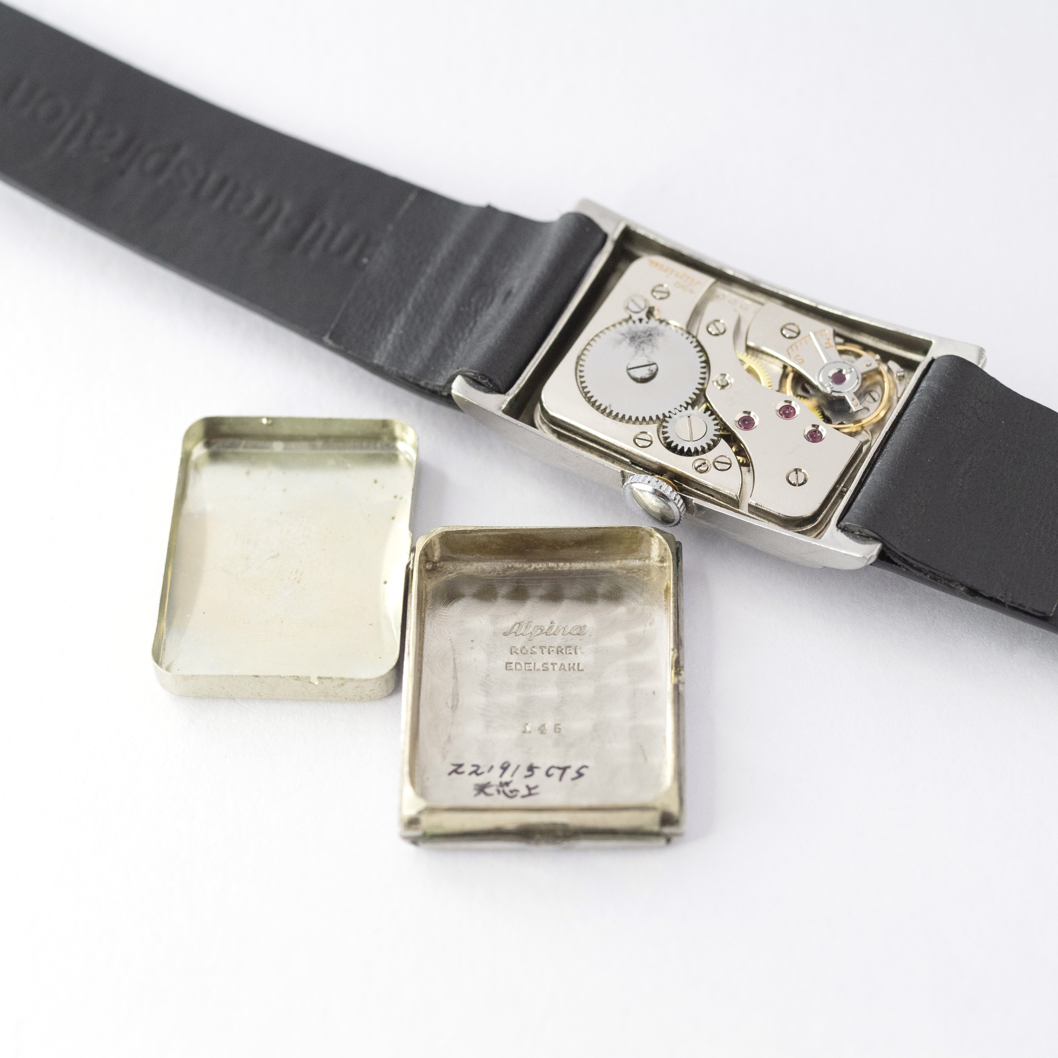 アルピナ レクタンギュラー 手巻き ブラックアラビアダイヤル 1930年代