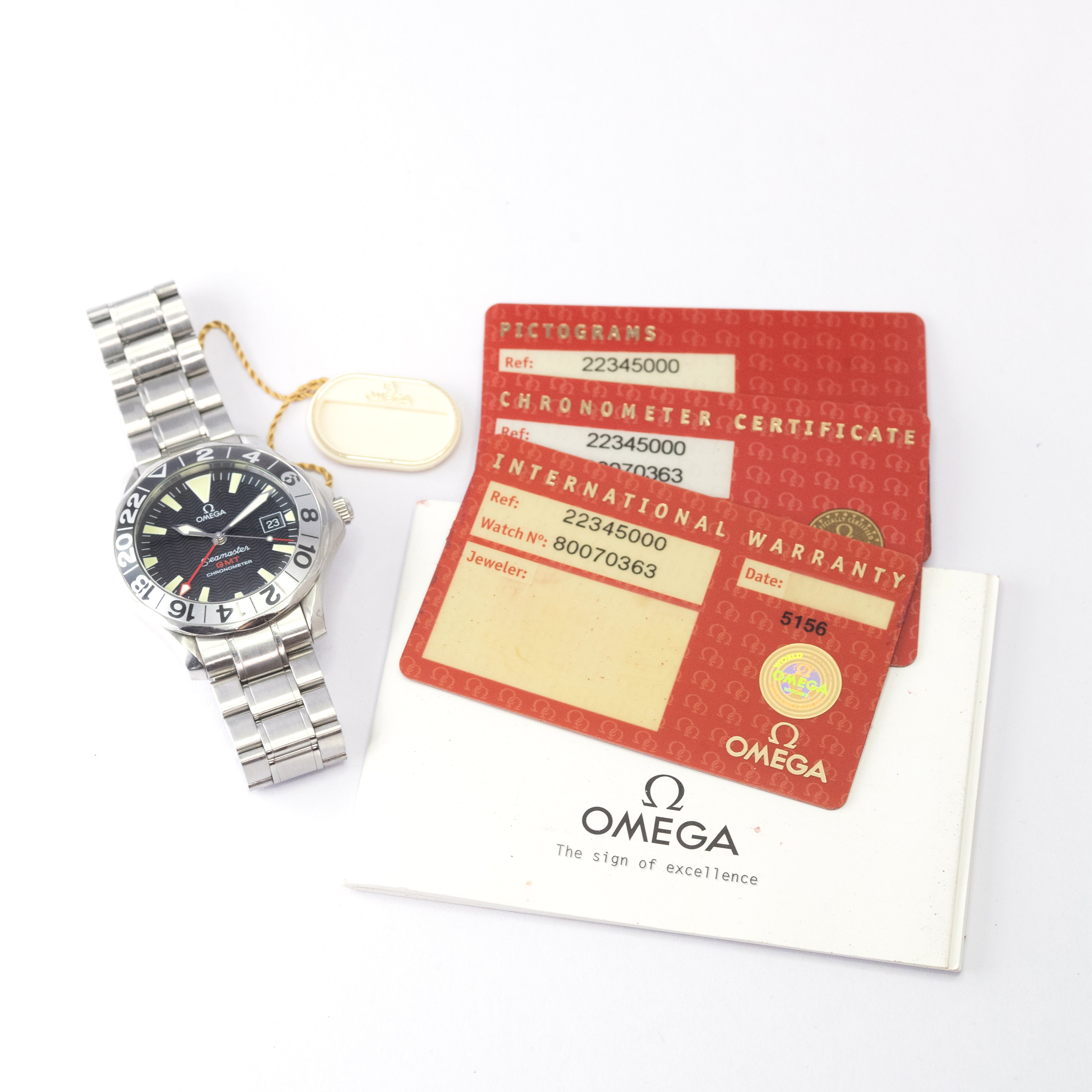 オメガ シーマスターGMT 2000年製/平成12年製 ギャランティー、説明書、タグ付き