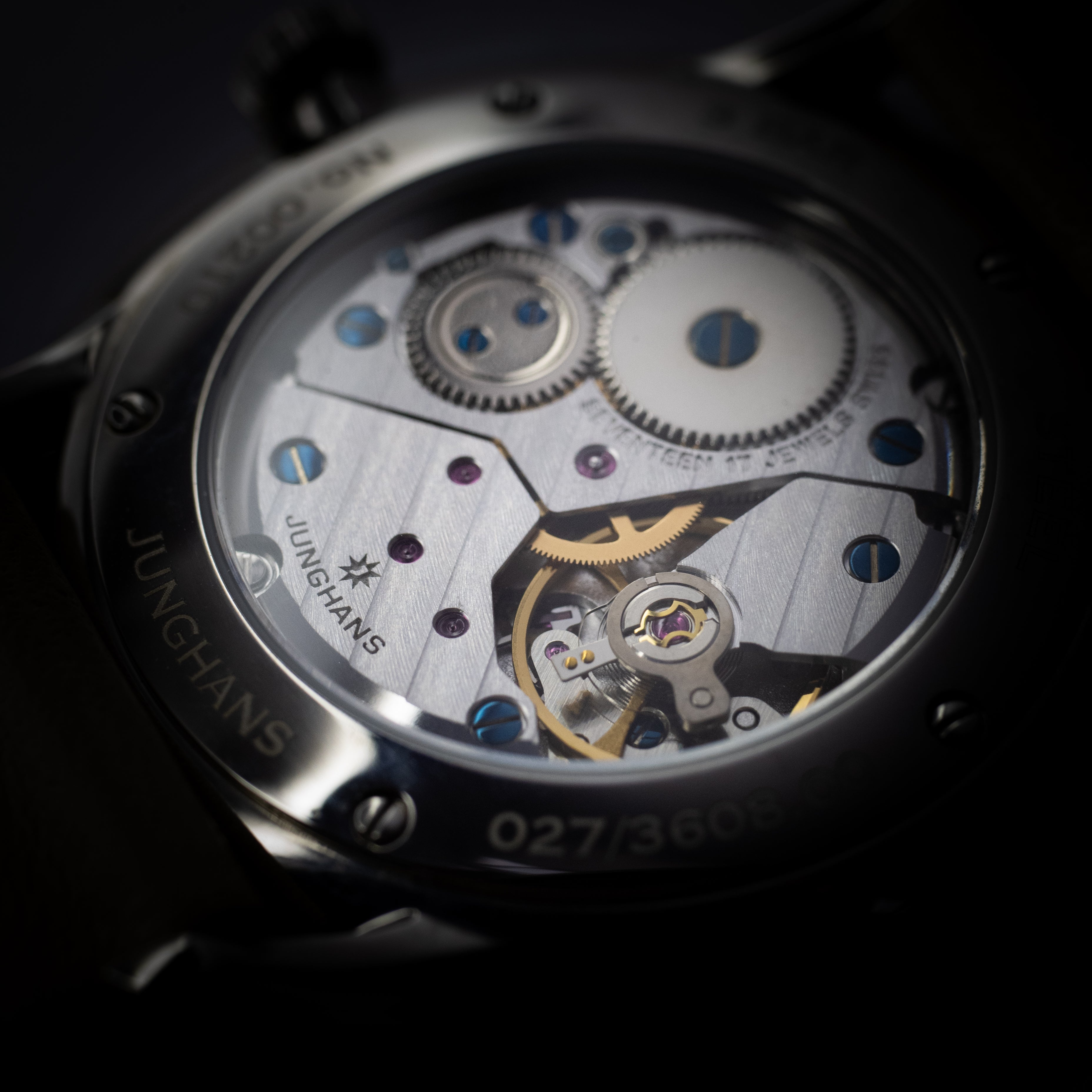 ユンハンス マイスタードライバー ハンドワインド ツートンダイヤル 2000年代 裏スケルトン