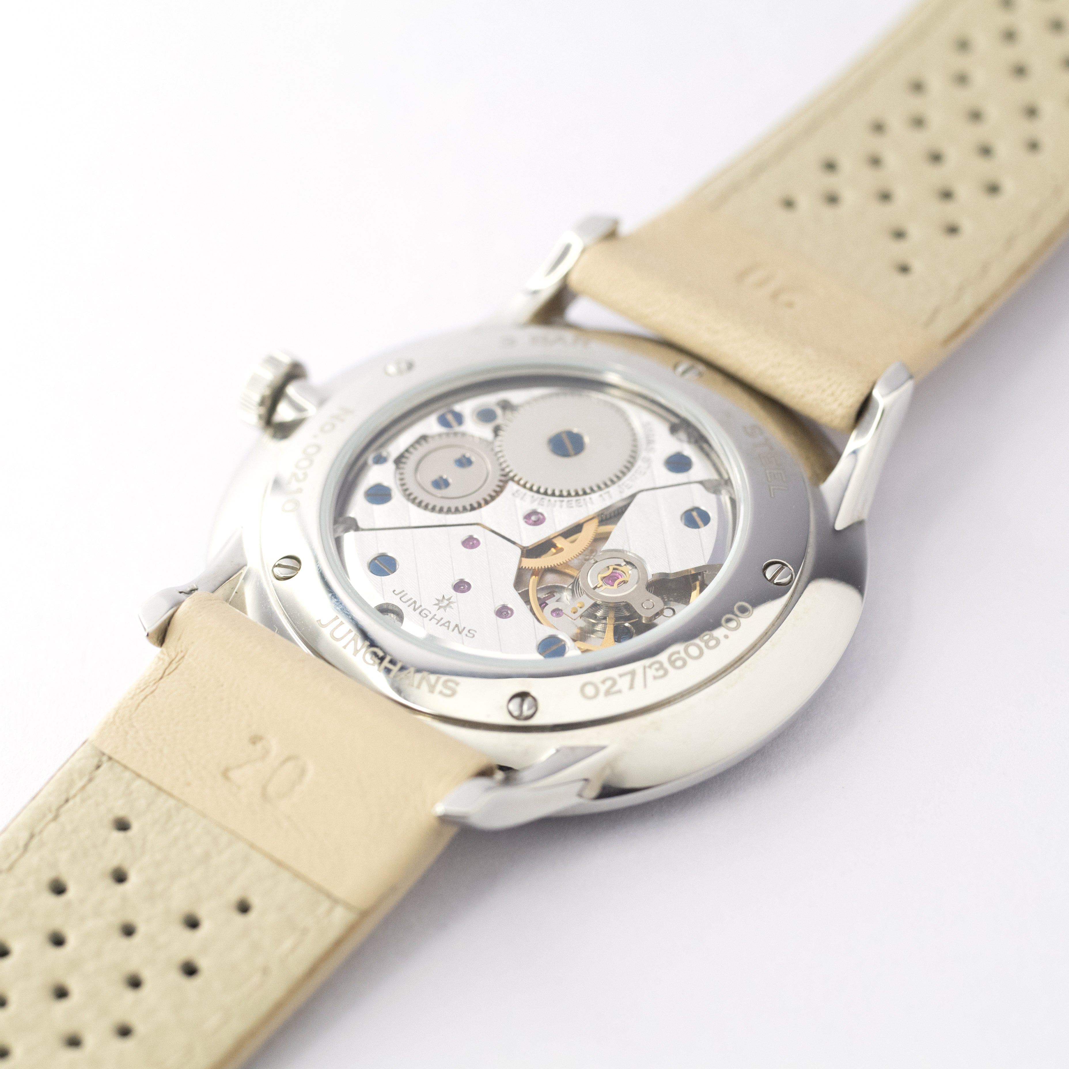 ユンハンス マイスタードライバー ハンドワインド ツートンダイヤル 2000年代 裏スケルトン