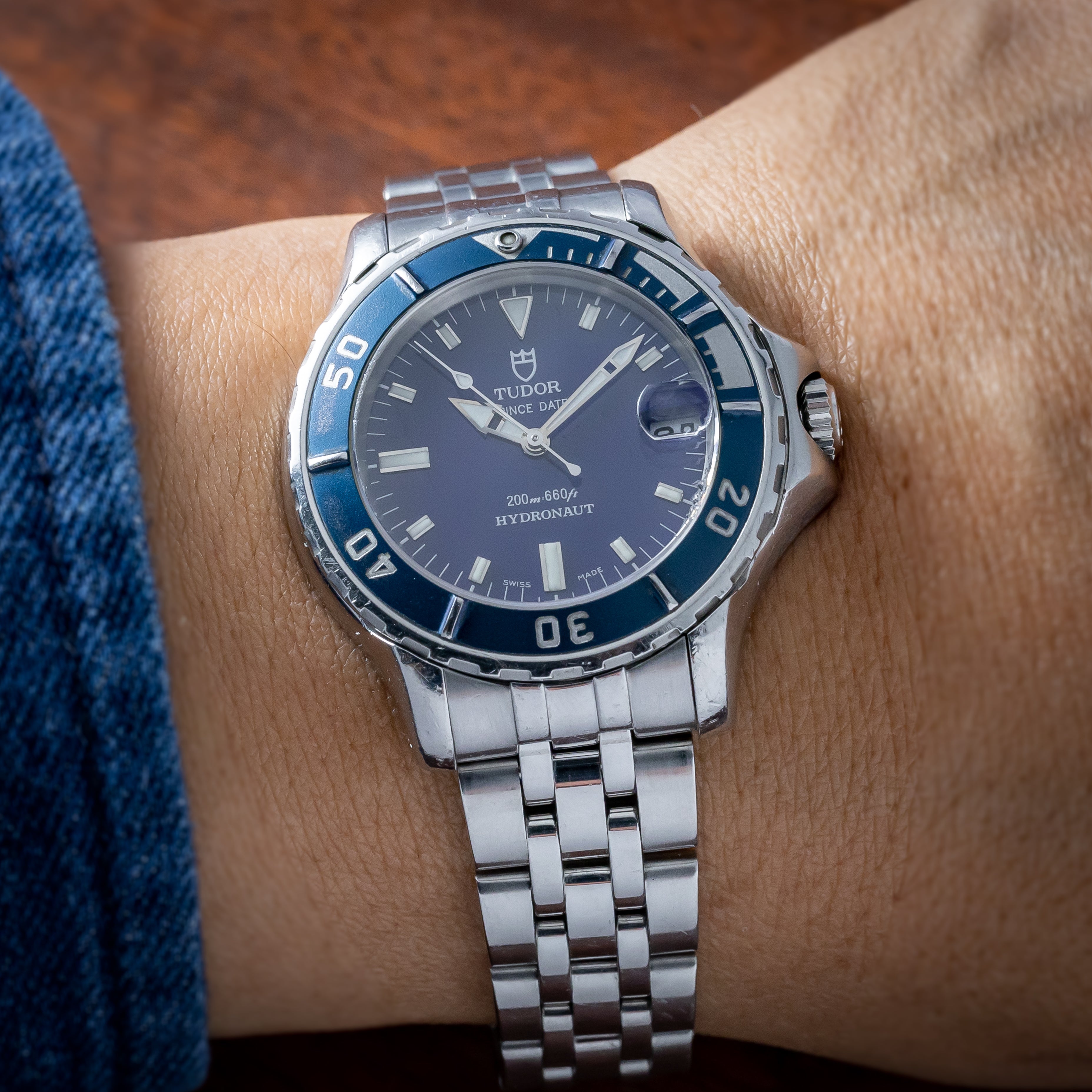 チューダー ハイドロノート ブルーダイヤル 2001年製 箱、ギャランティー付き