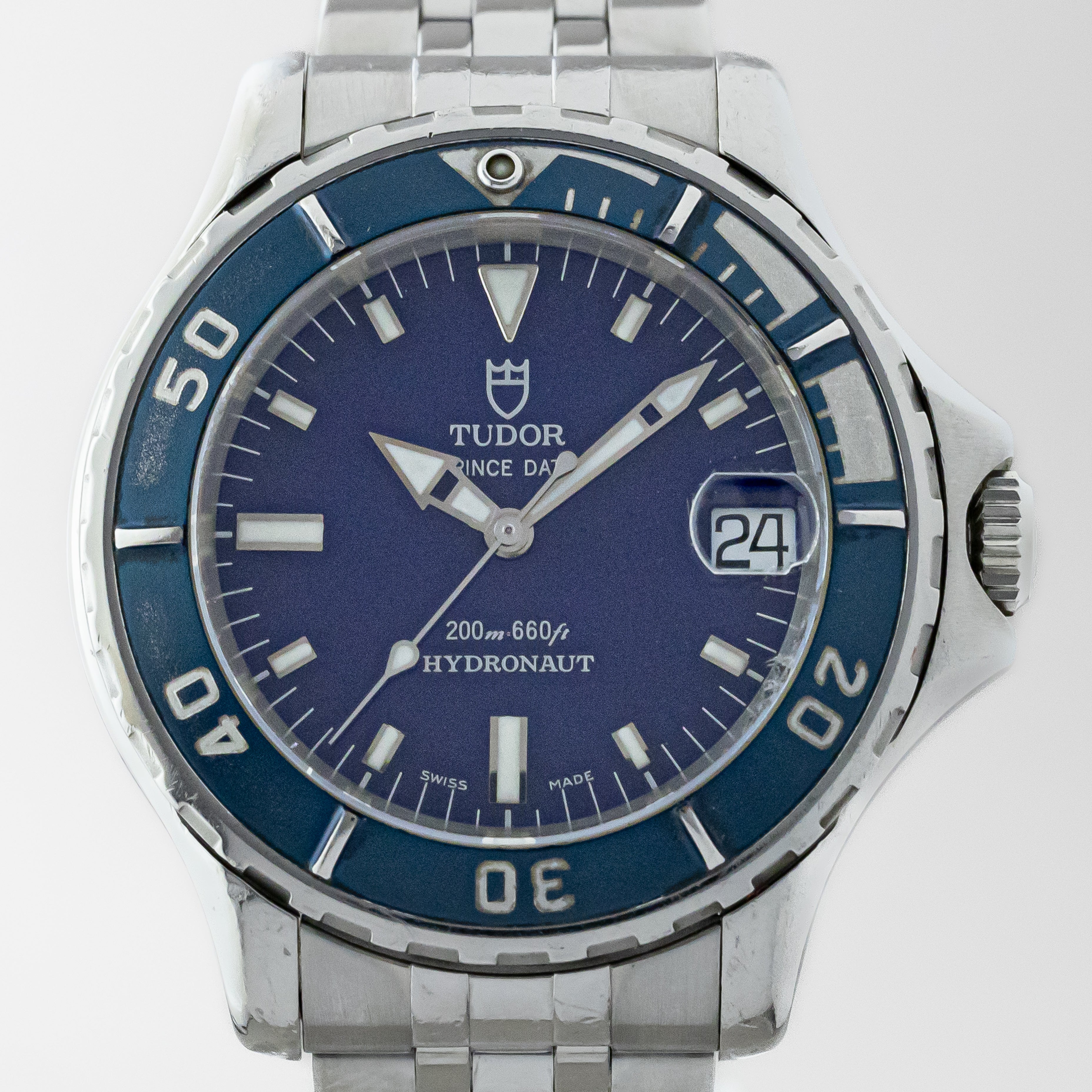 チューダー ハイドロノート ブルーダイヤル 2001年製 箱、ギャランティー付き