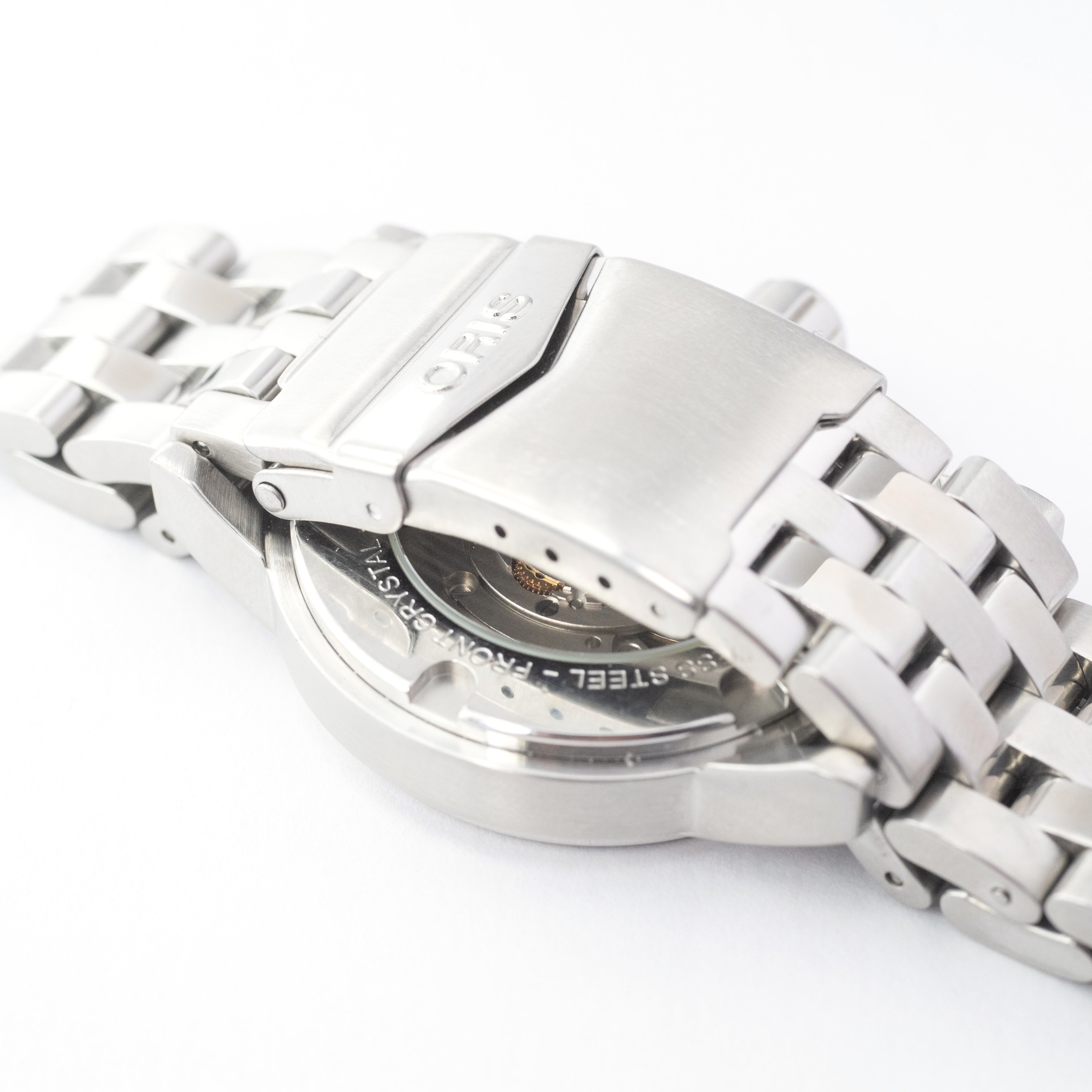 オリス ビッククラウン デイデイト 裏蓋スケルトン 自動巻き 純正ステンレスブレス