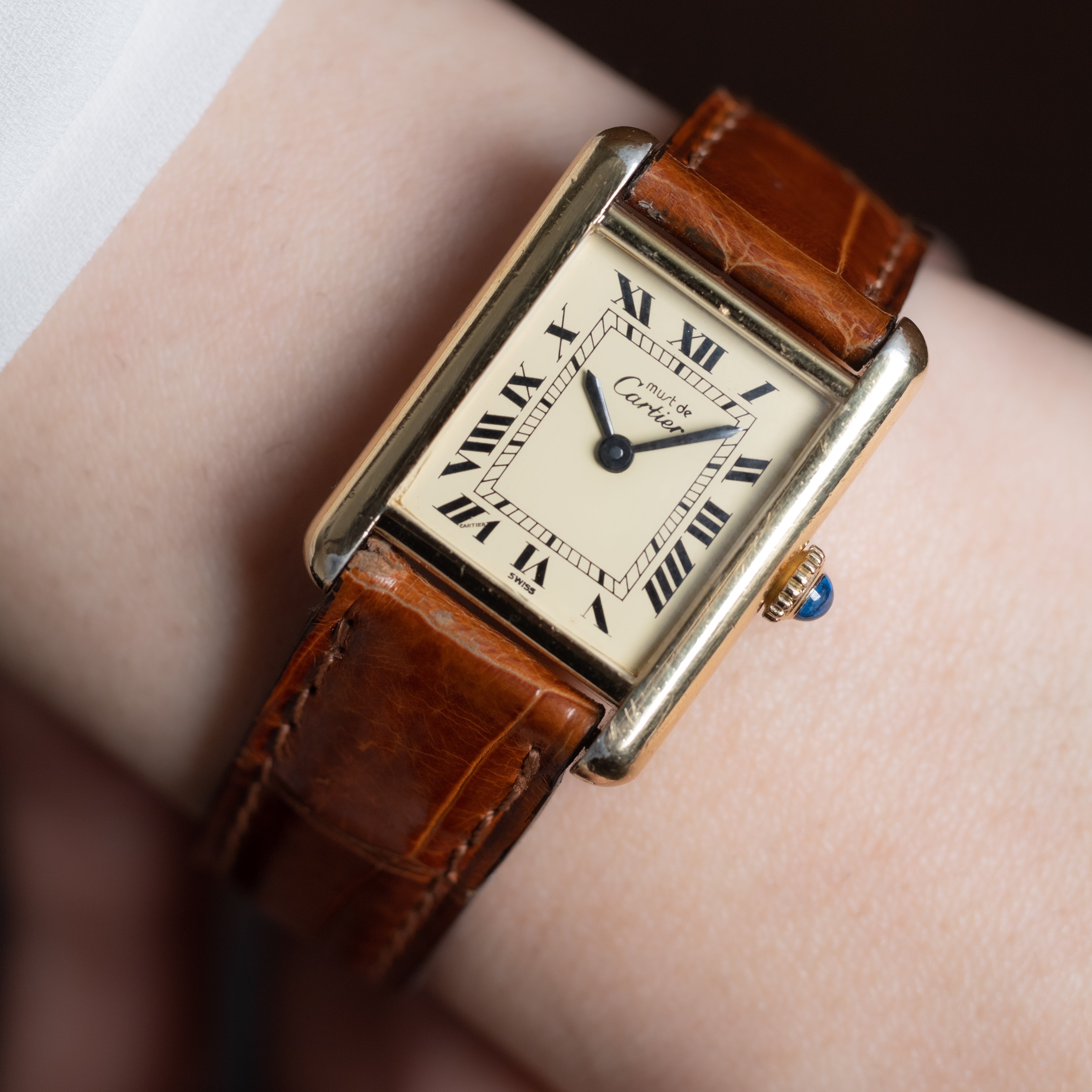 カルティエ マストタンクレディース SMサイズ 1980年代 アイボリーローマン