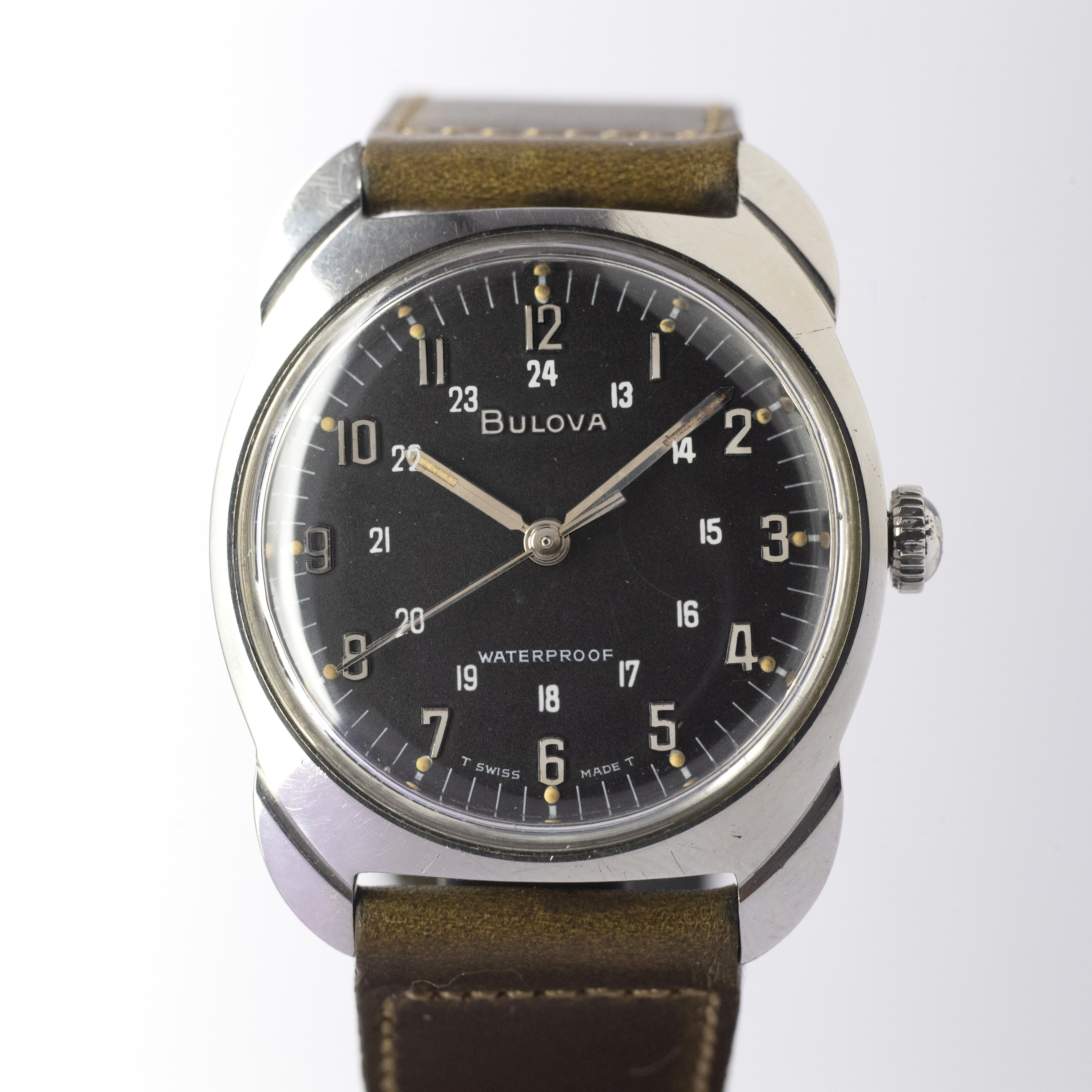 ブローバ ユニークラグ ブラックダイヤル 1968年製 オリジナル風防