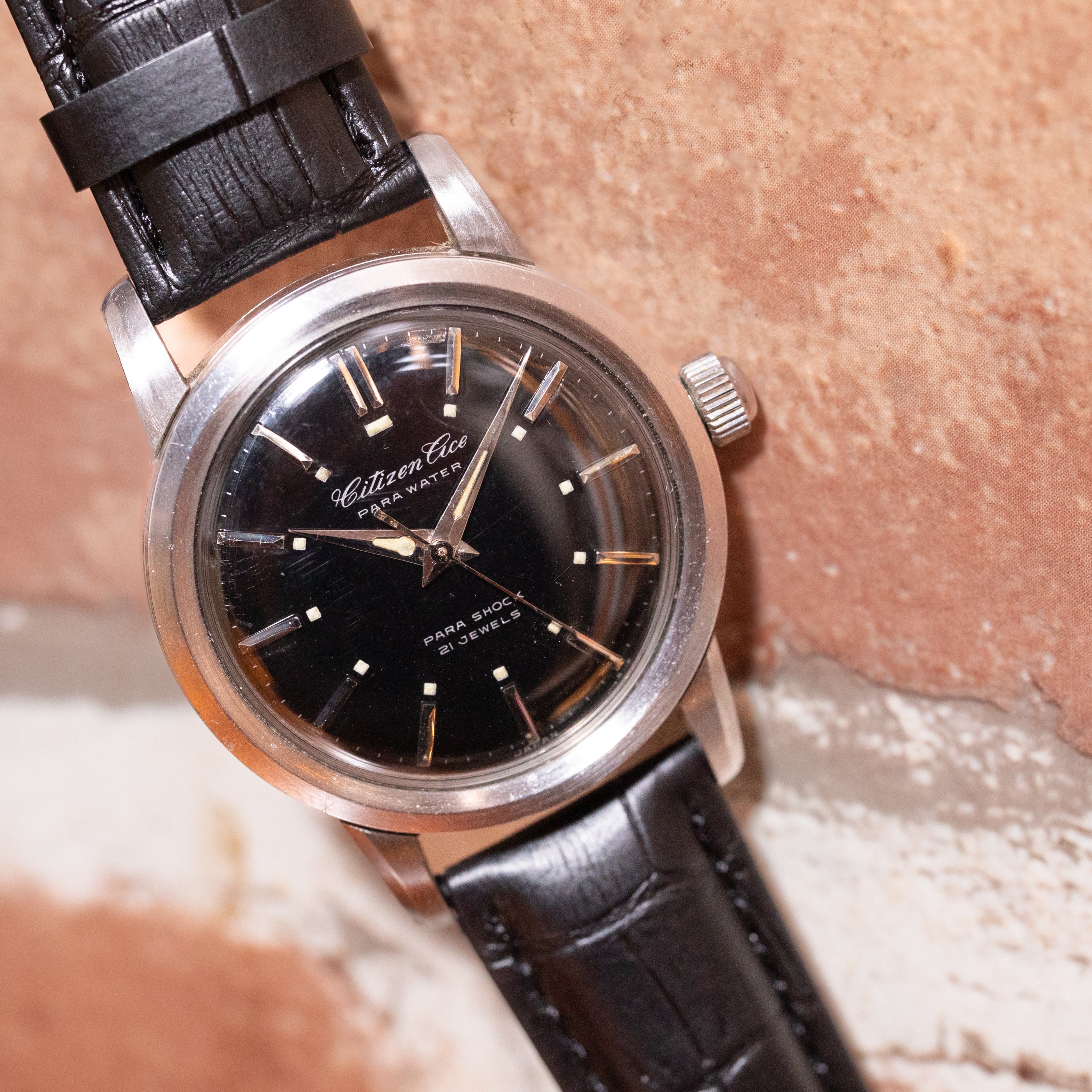 シチズン エース 1962年製 パラウォーター 手巻き オリジナルブラックダイヤル