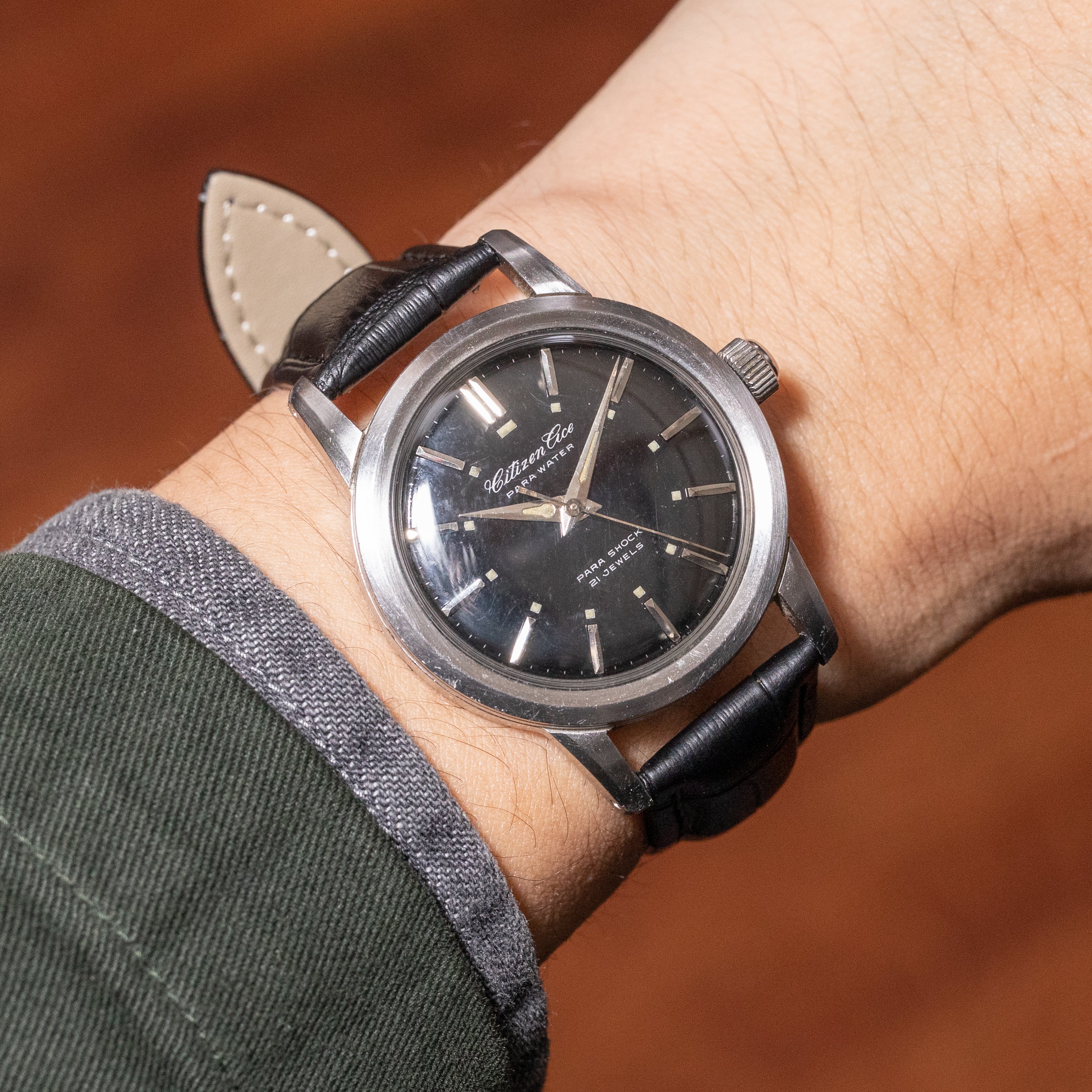 シチズン エース 1962年製 パラウォーター 手巻き オリジナルブラックダイヤル