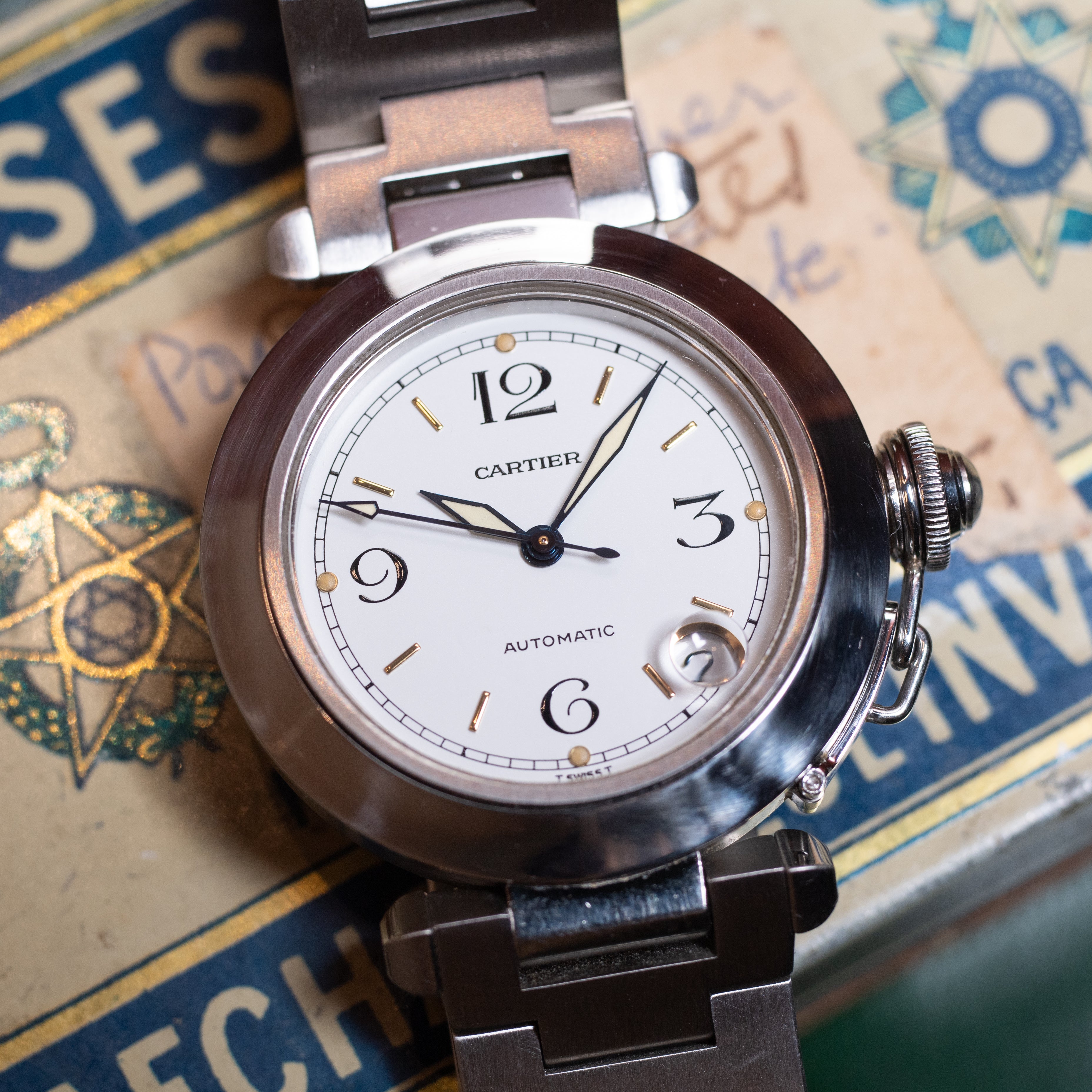 カルティエ パシャC ホワイトダイヤル トリチウム夜光 1990年代製