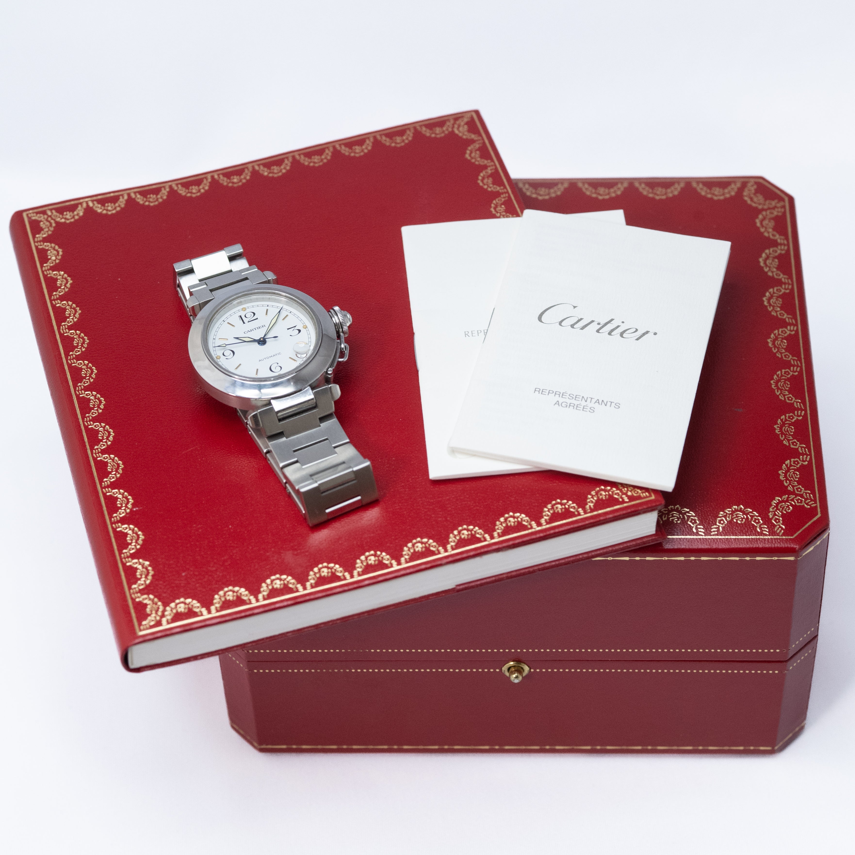 カルティエ パシャC ホワイトダイヤル トリチウム夜光 1990年代製