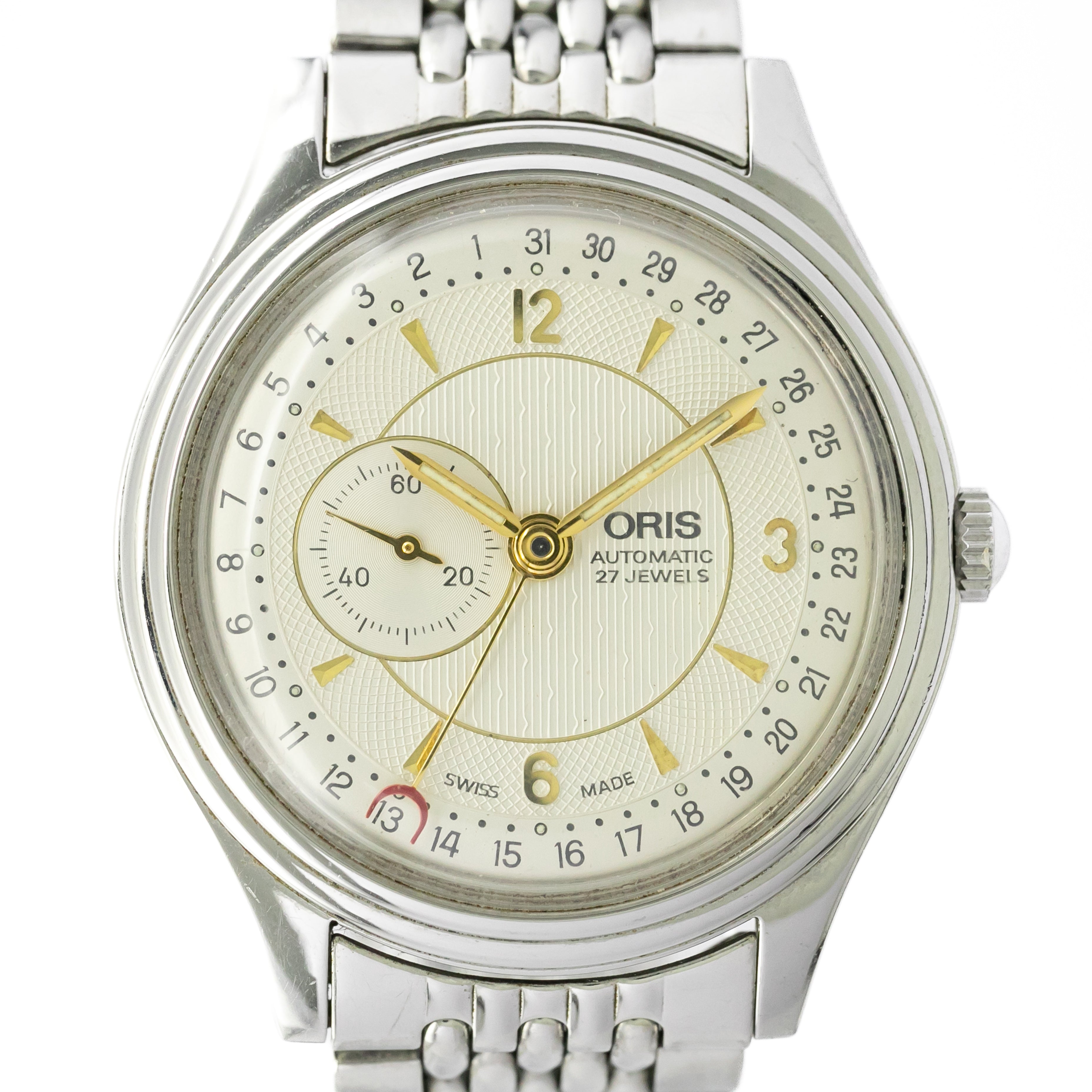 オリス ポインターデイト 純正ブレス オートマチック 1990年代 裏スケルトン