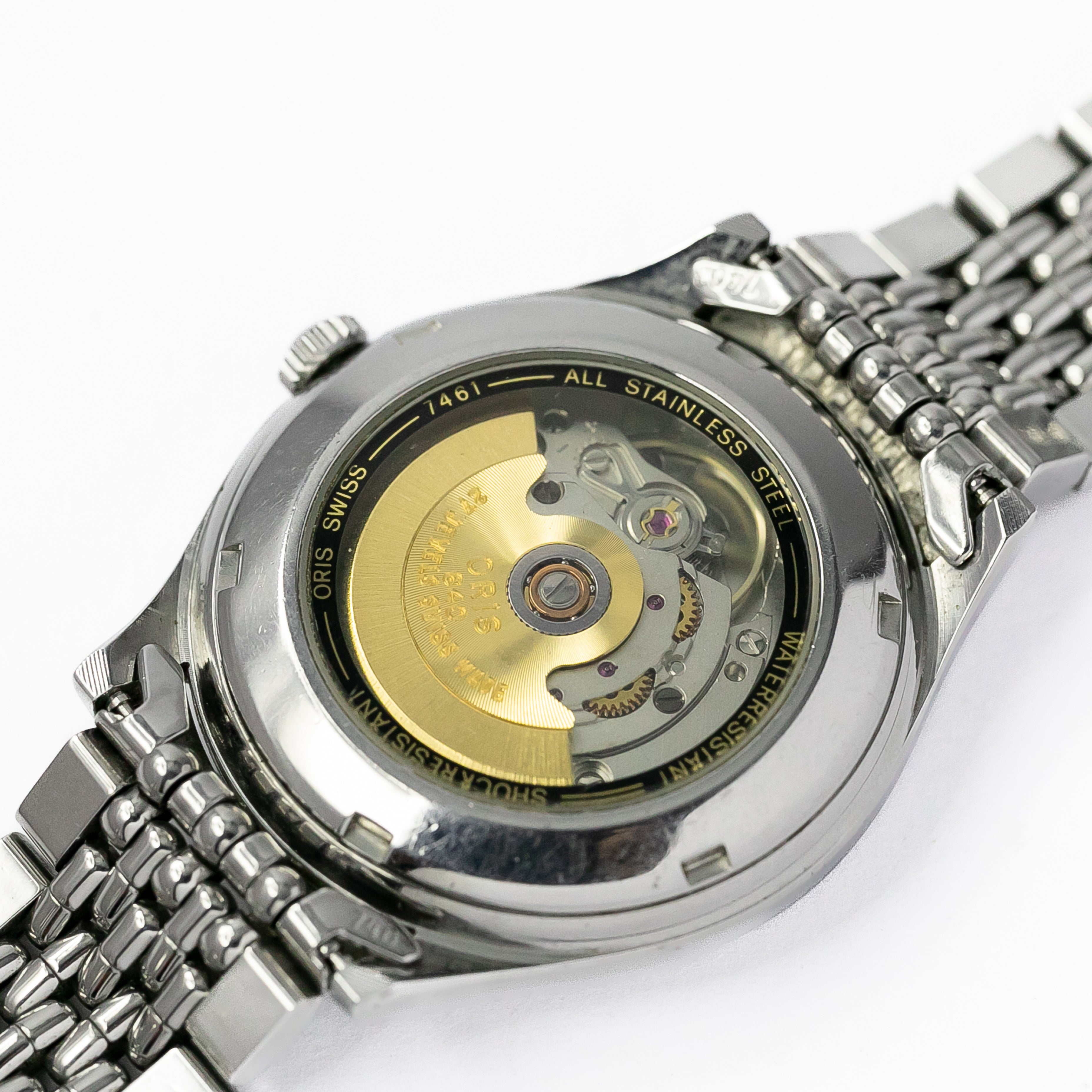 オリス ポインターデイト 純正ブレス オートマチック 1990年代 裏スケルトン