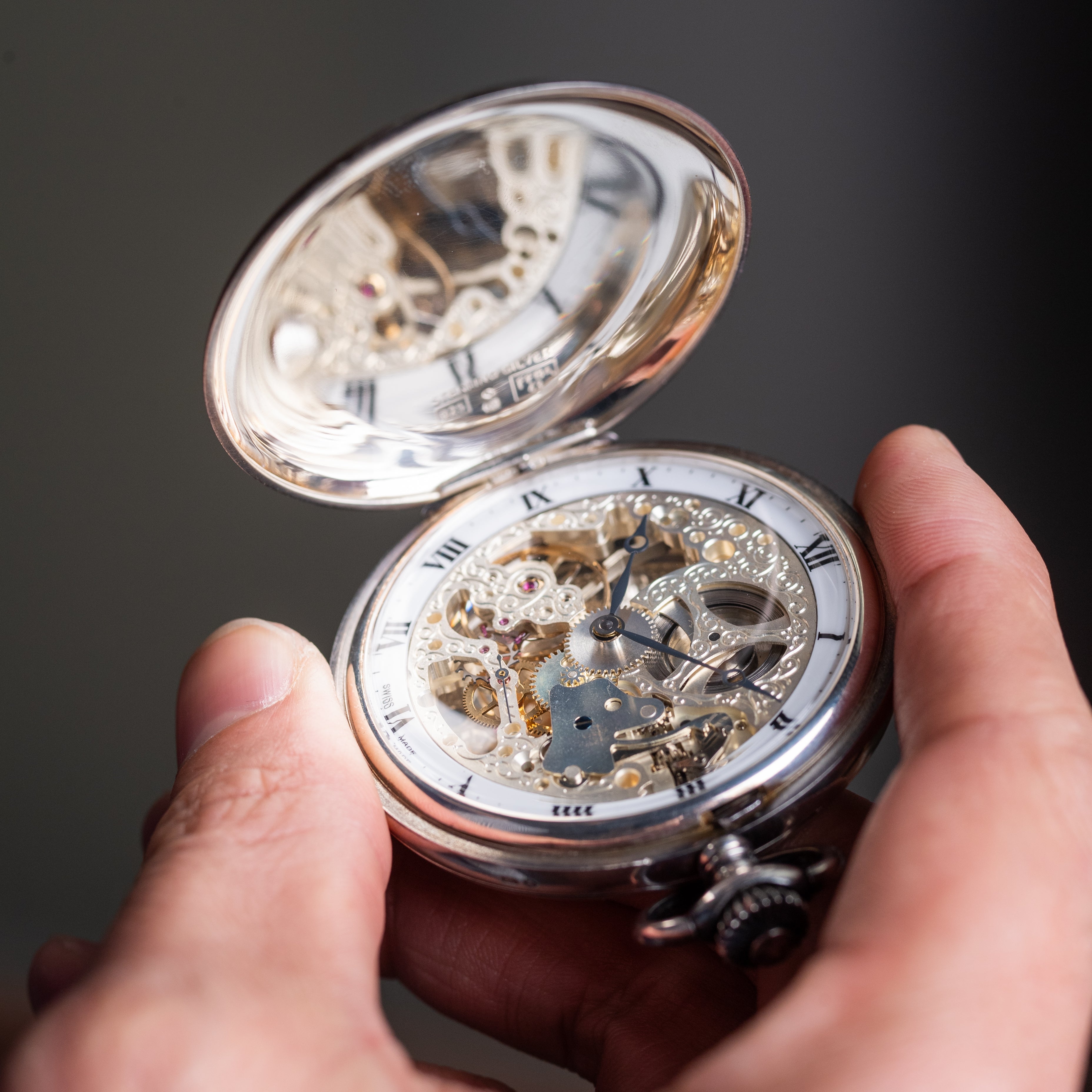 アエロウォッチ 銀無垢ポケット 両面スケルトン 2000年代