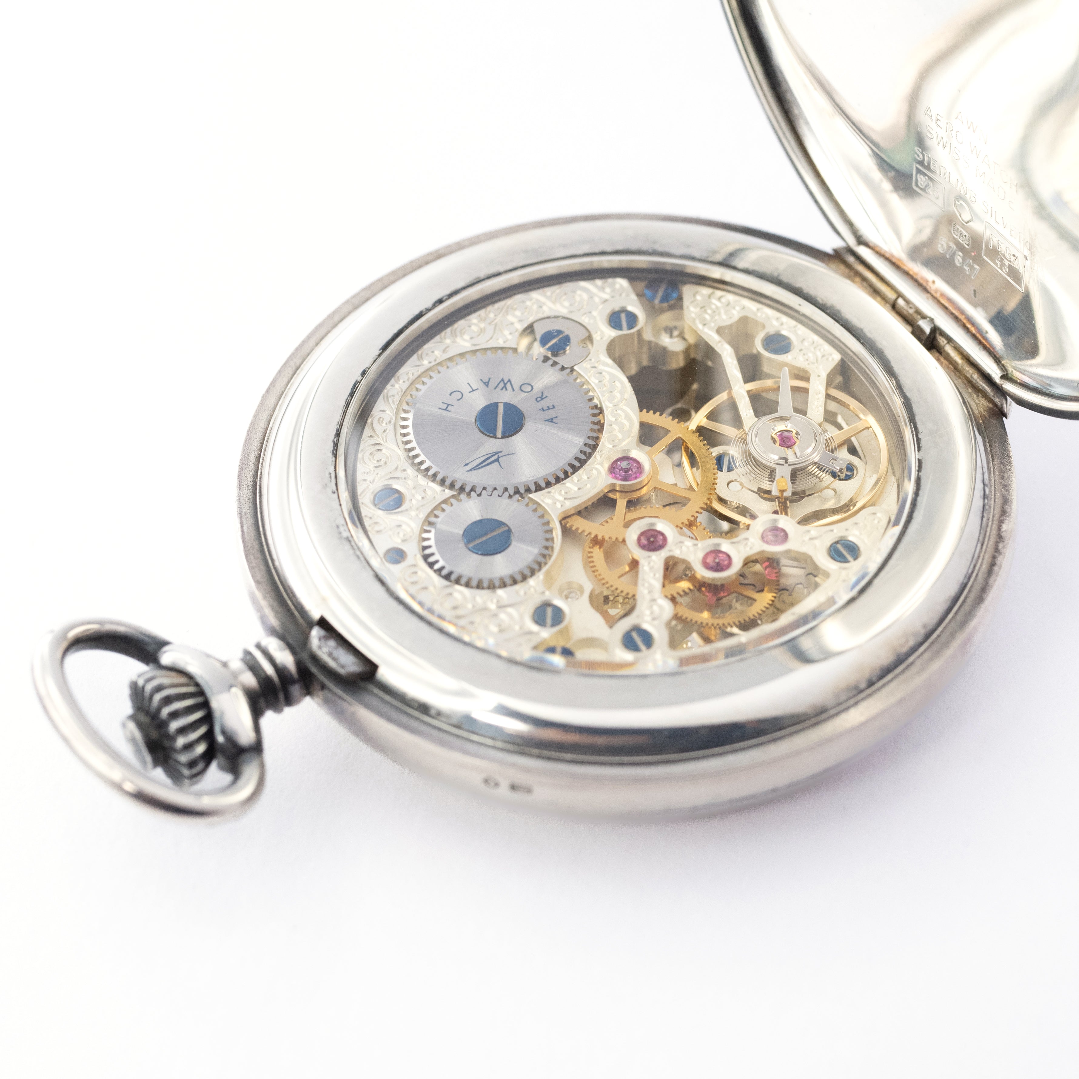 アエロウォッチ 銀無垢ポケット 両面スケルトン 2000年代