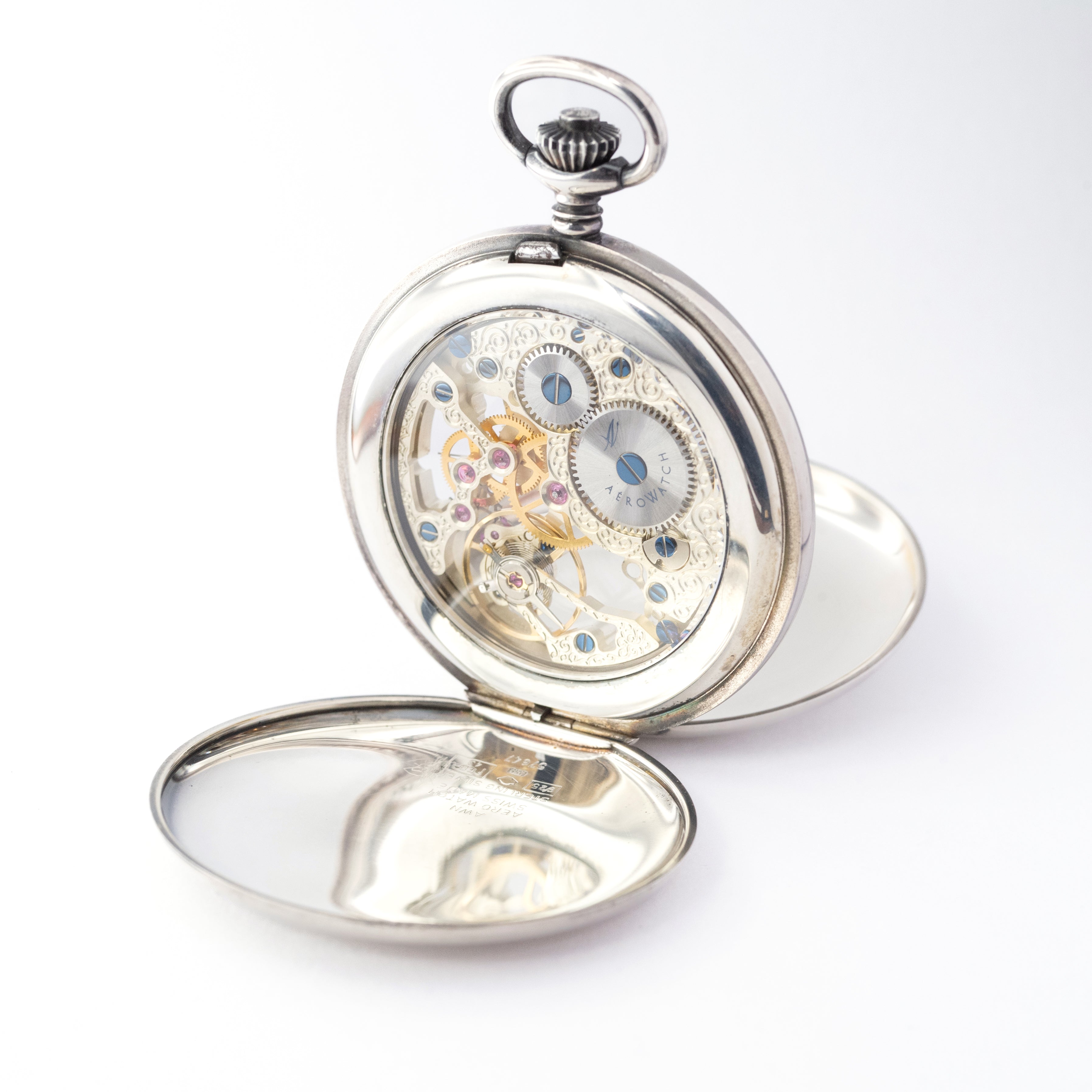アエロウォッチ 銀無垢ポケット 両面スケルトン 2000年代