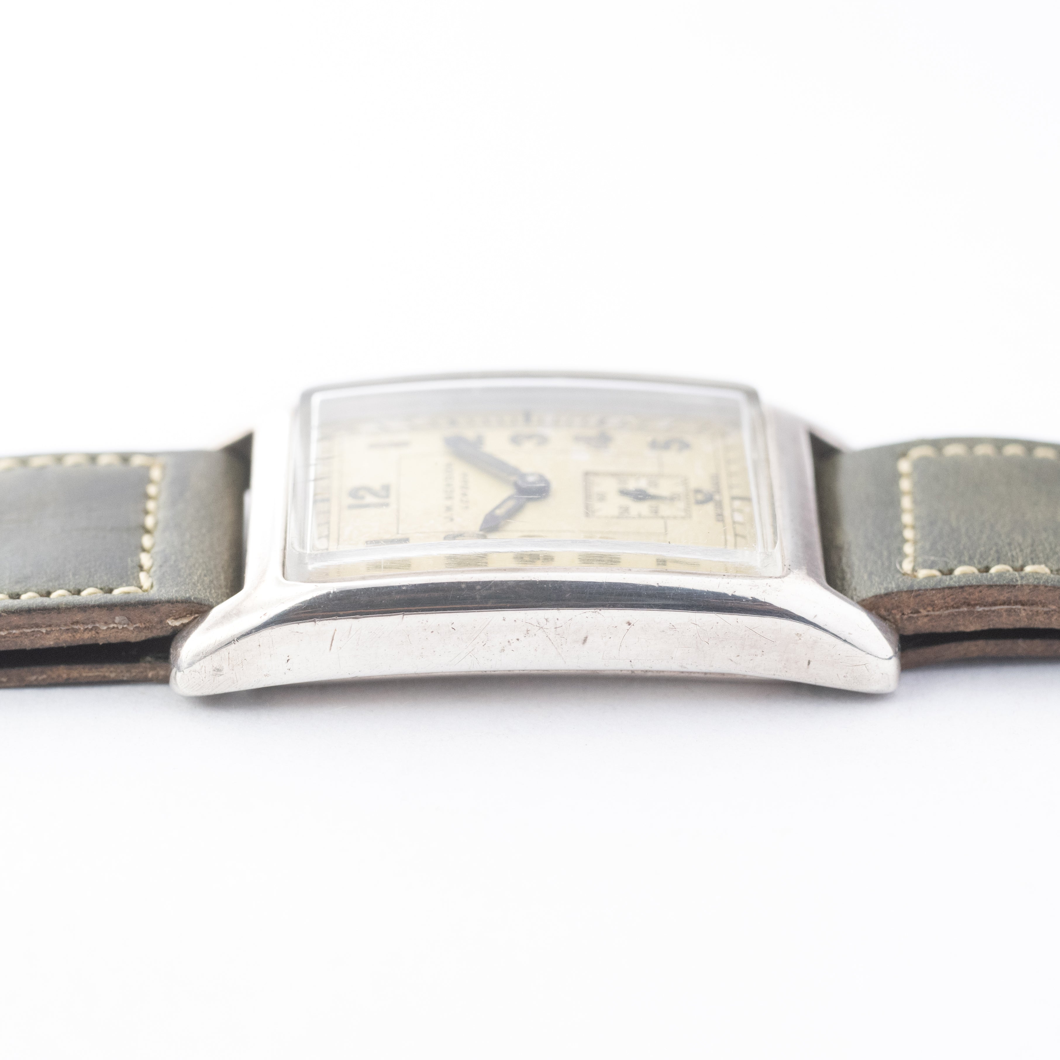 JWベンソン 銀無垢レクタンギュラー クラムシェル 箱付き 1930年代 手巻き