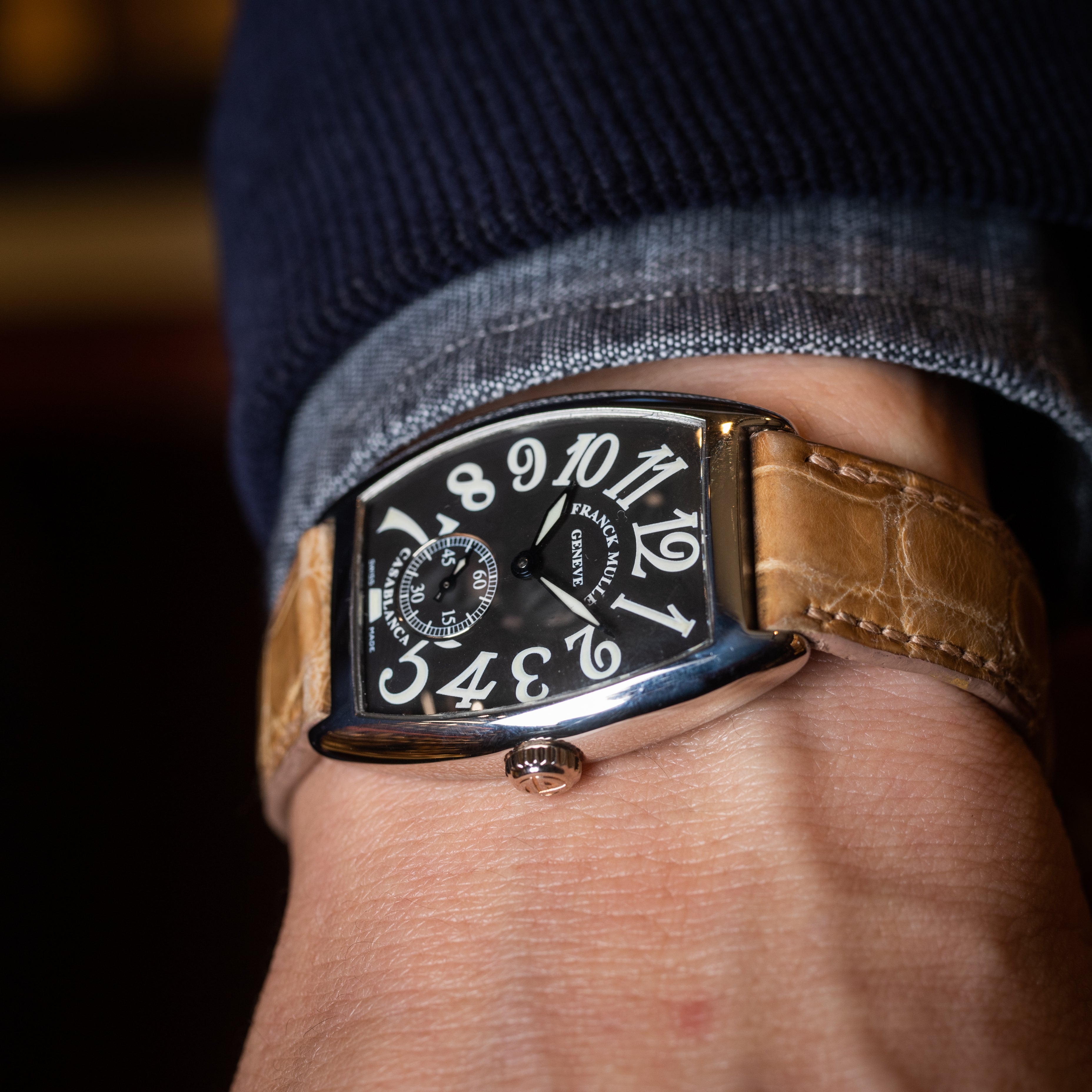 フランクミュラー カサブランカ 手巻き ステンレスケース 1990年代 箱、革ベルト付き