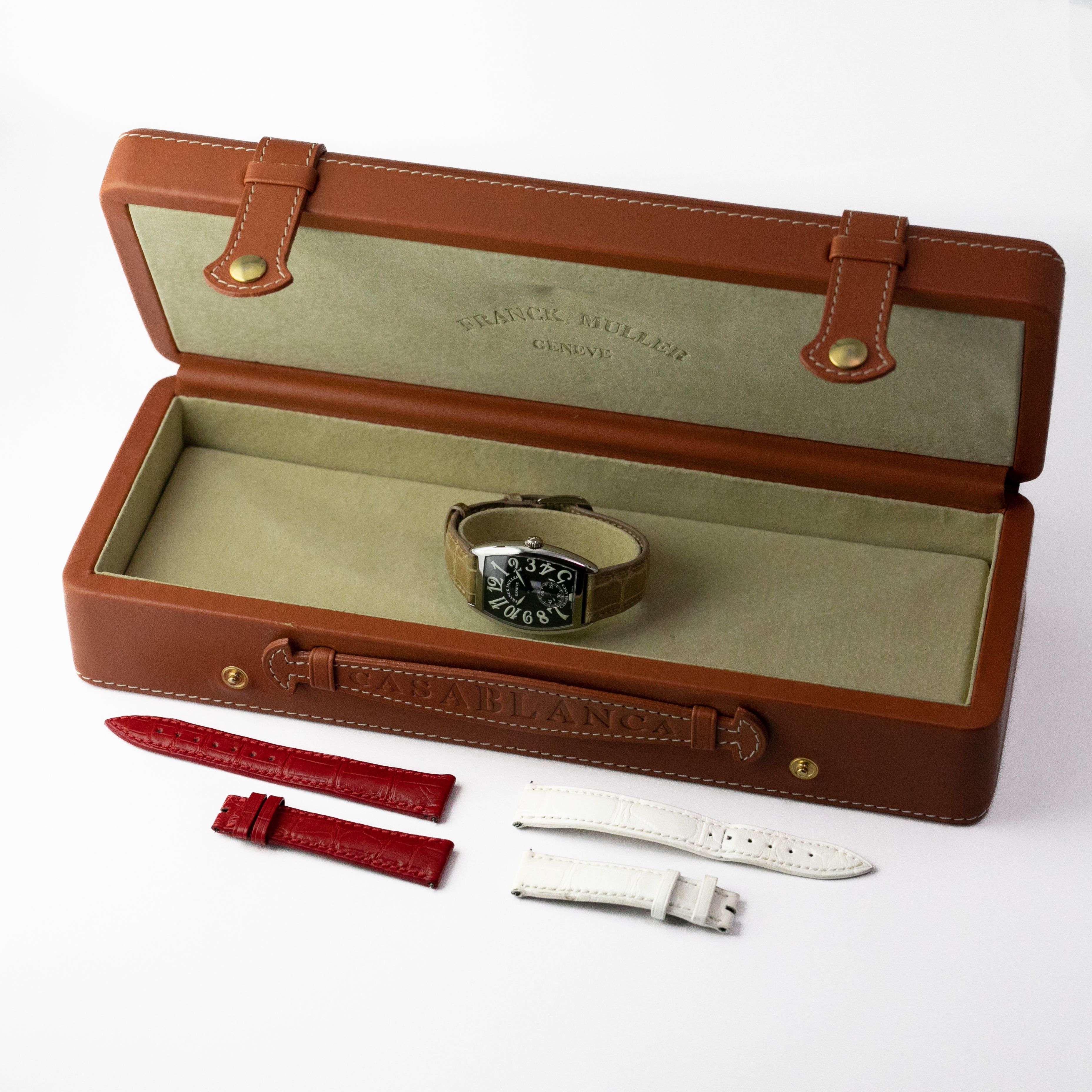 フランクミュラー カサブランカ 手巻き ステンレスケース 1990年代 箱、革ベルト付き