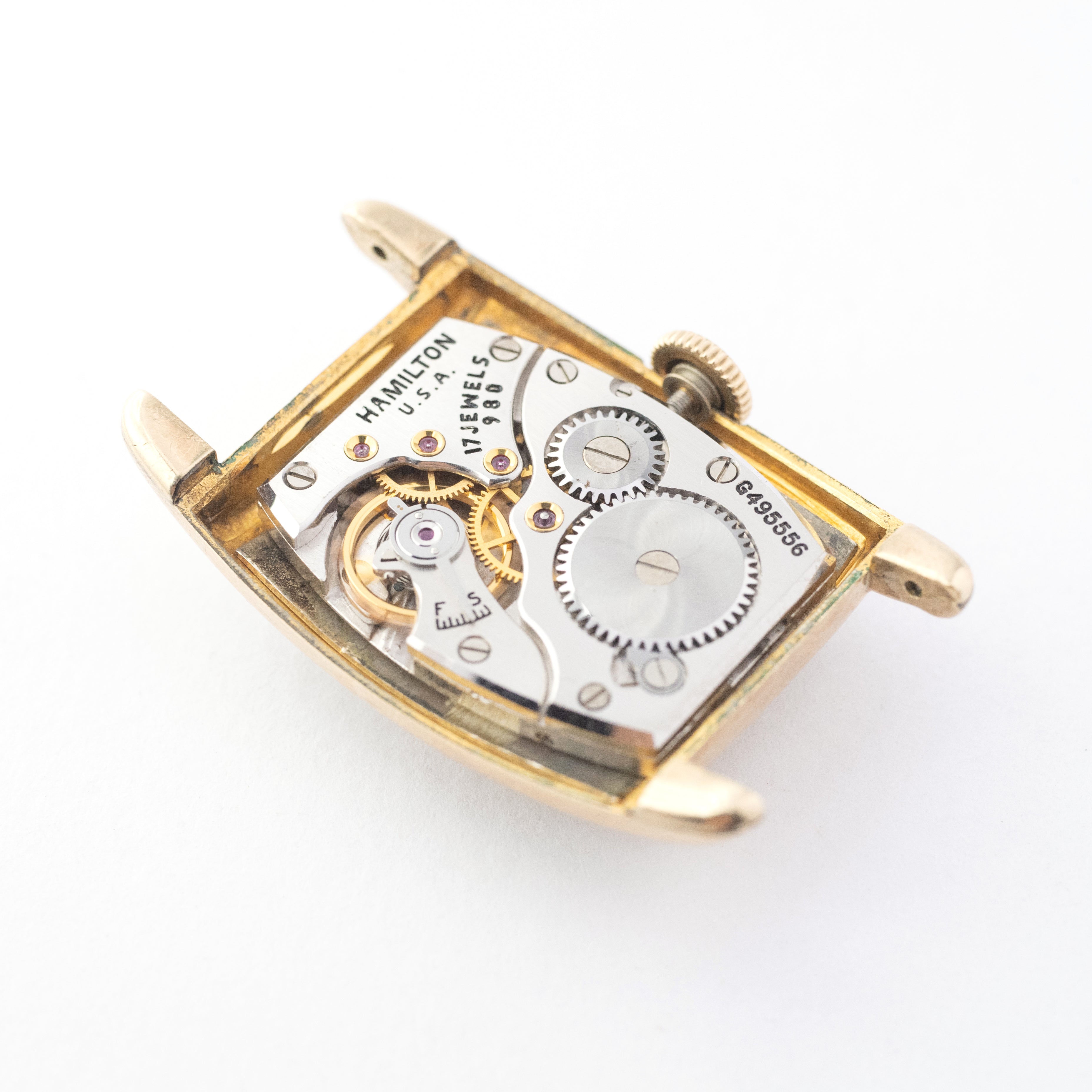 ハミルトン 角金 10KGF トノー型 手巻き 1940年代