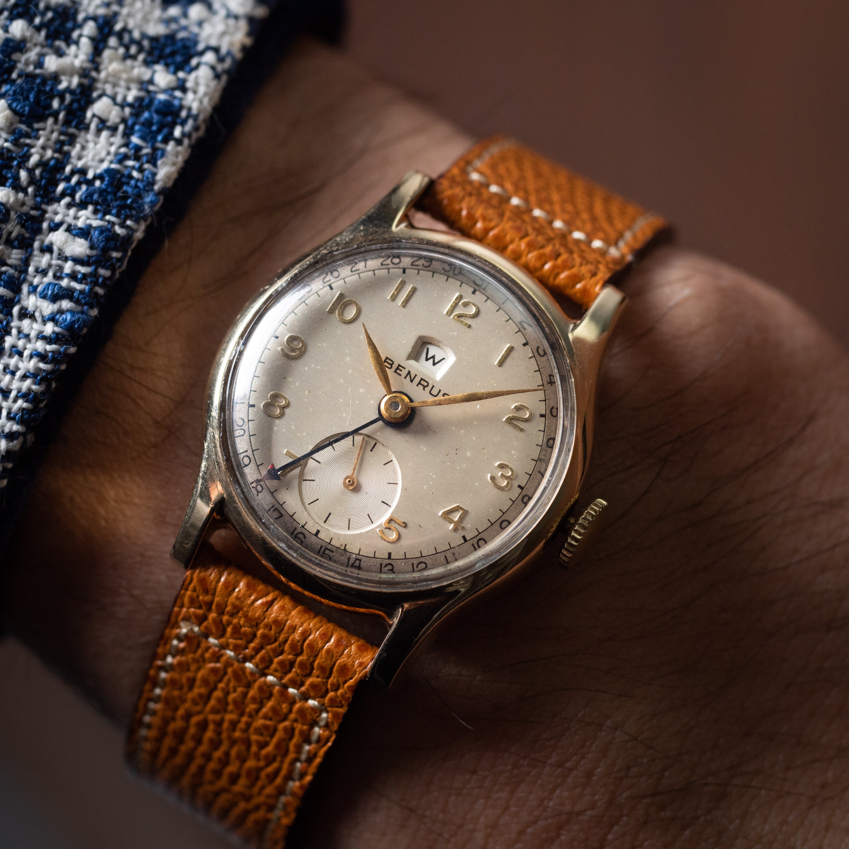 ベンラス カレンダーウォッチ 1950年代製 デイデイト ポインターデイト 金張り