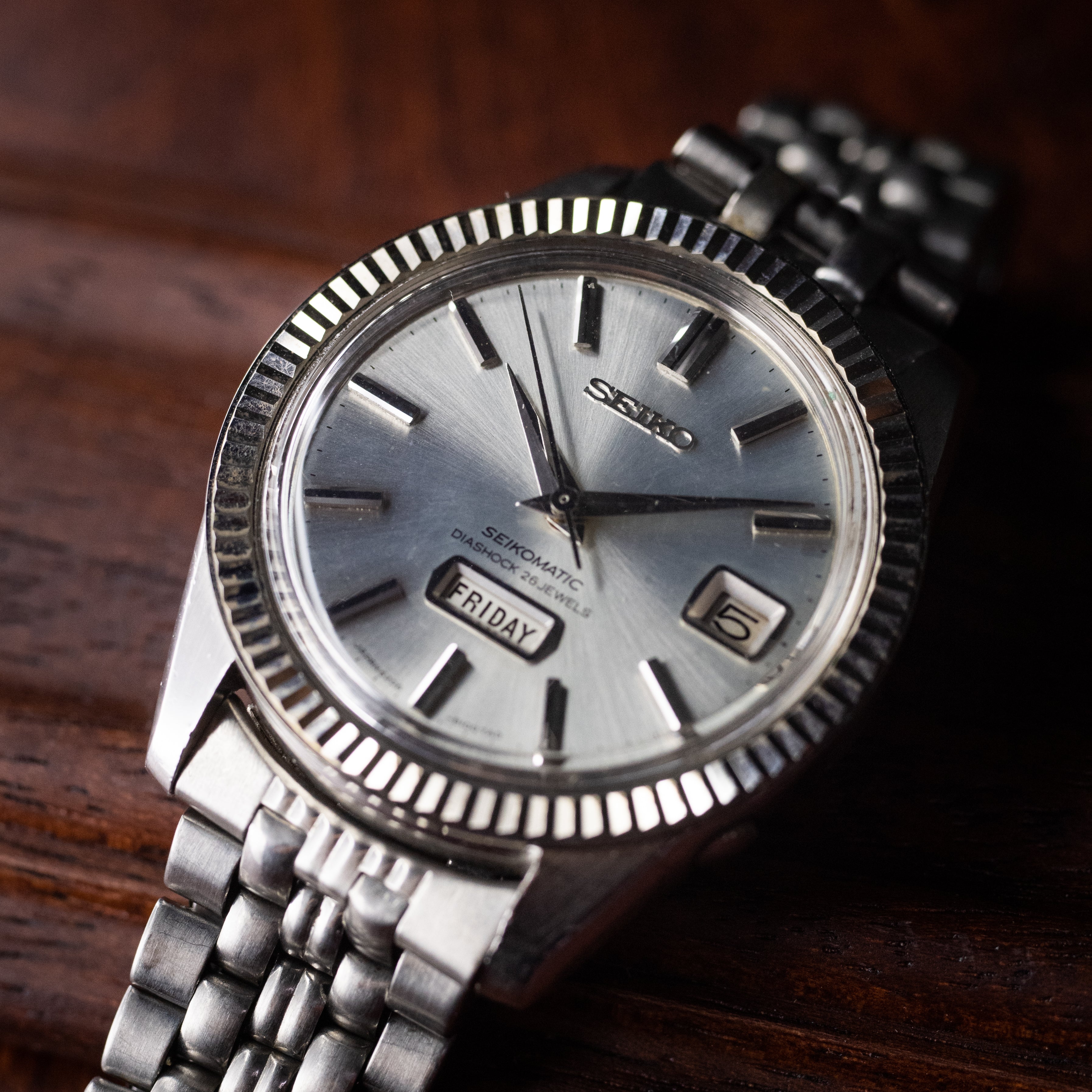 セイコーマチック 6206-8080 1965年製 デイデイト26石 ステンレスブレス