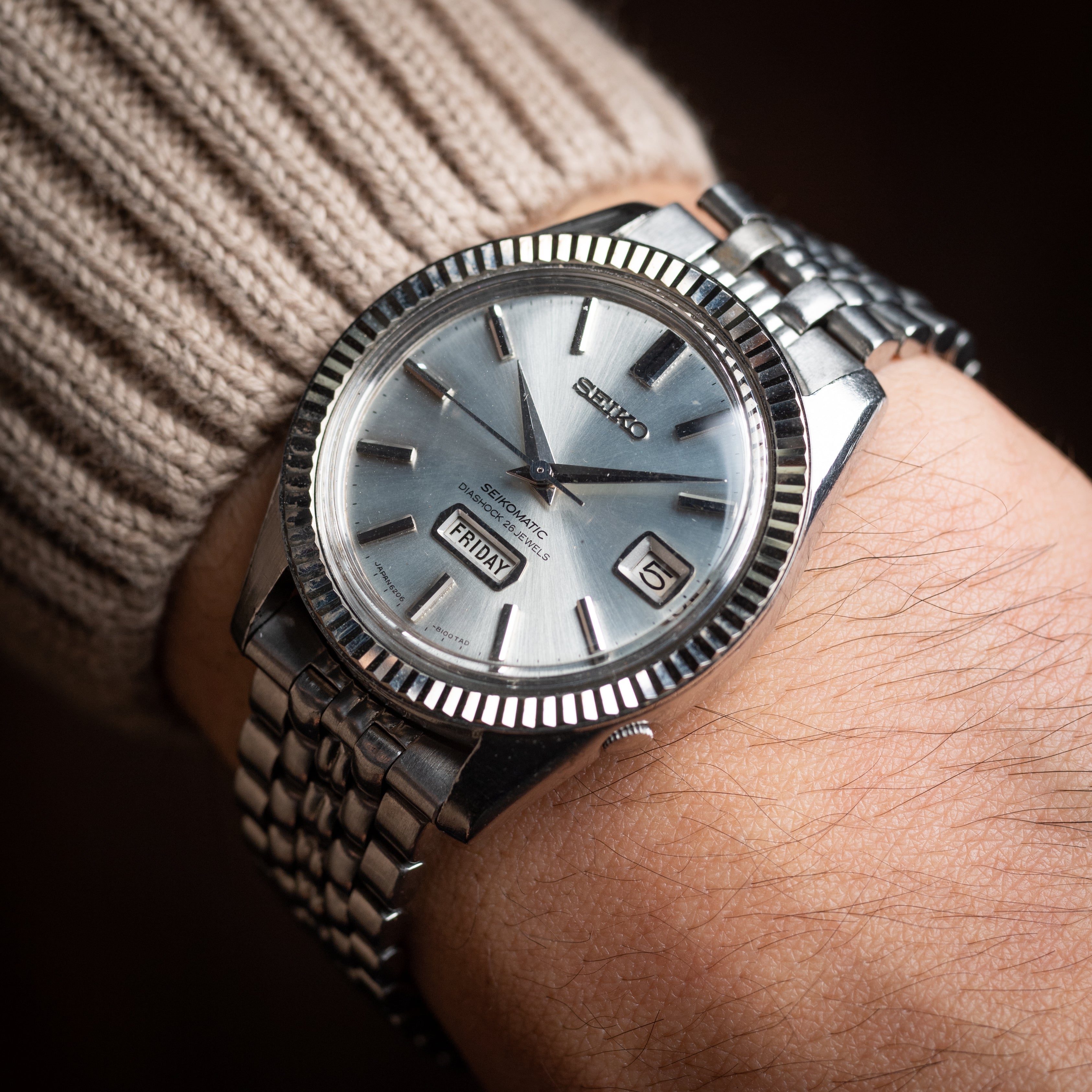 セイコーマチック 6206-8080 1965年製 デイデイト26石 ステンレスブレス