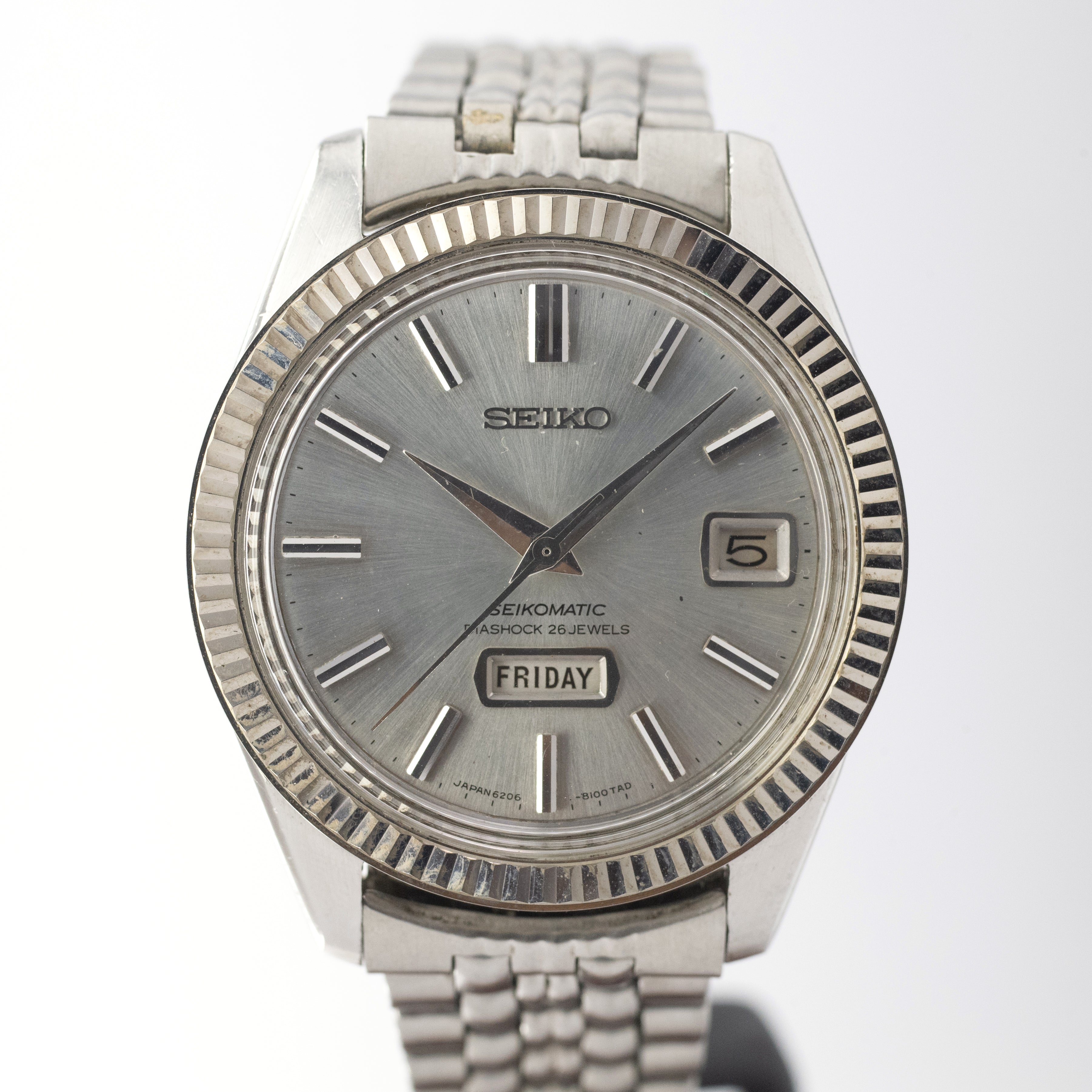 セイコーマチック 6206-8080 1965年製 デイデイト26石 ステンレスブレス