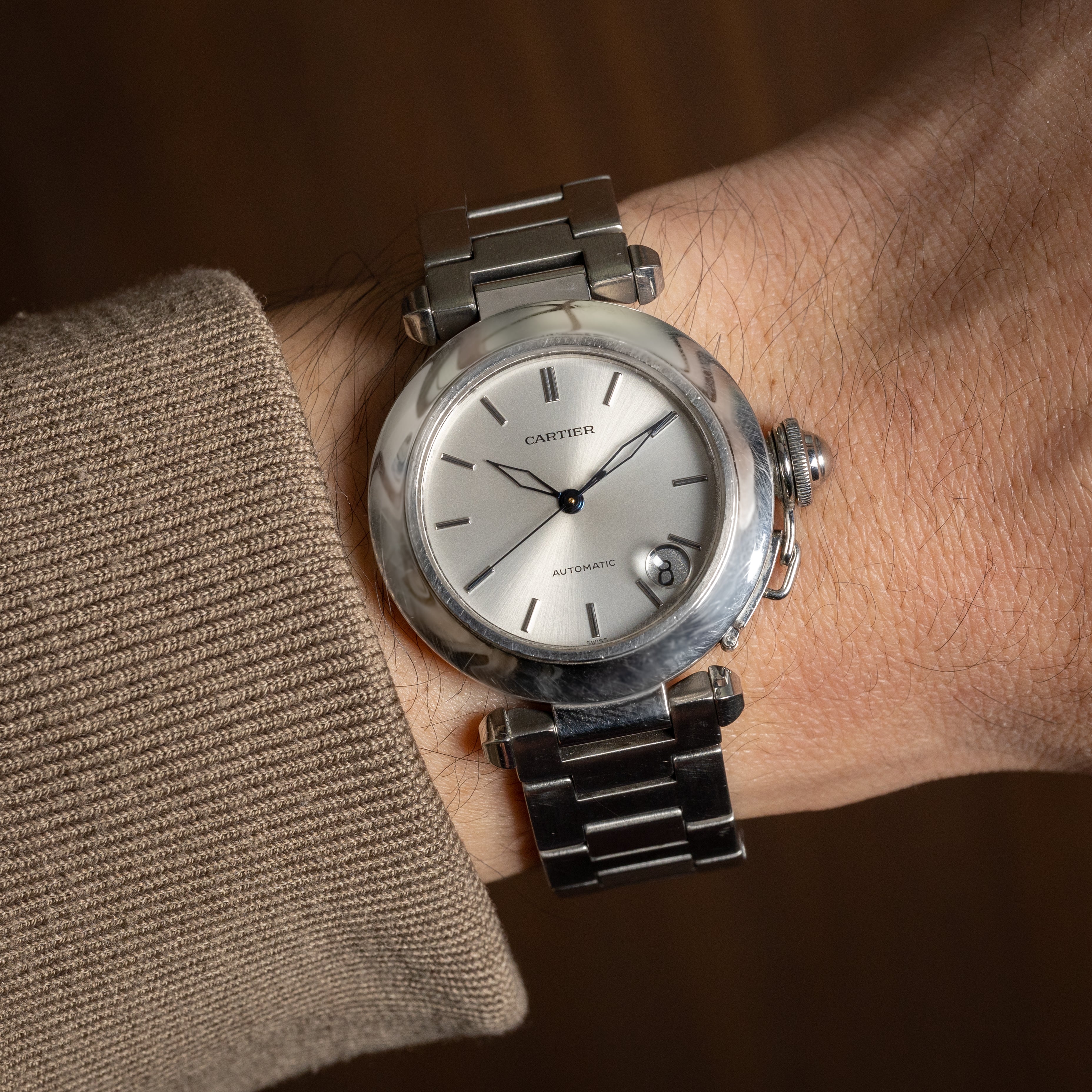 カルティエ パシャC ホワイトダイヤル 箱ギャラ付き 2000年代製