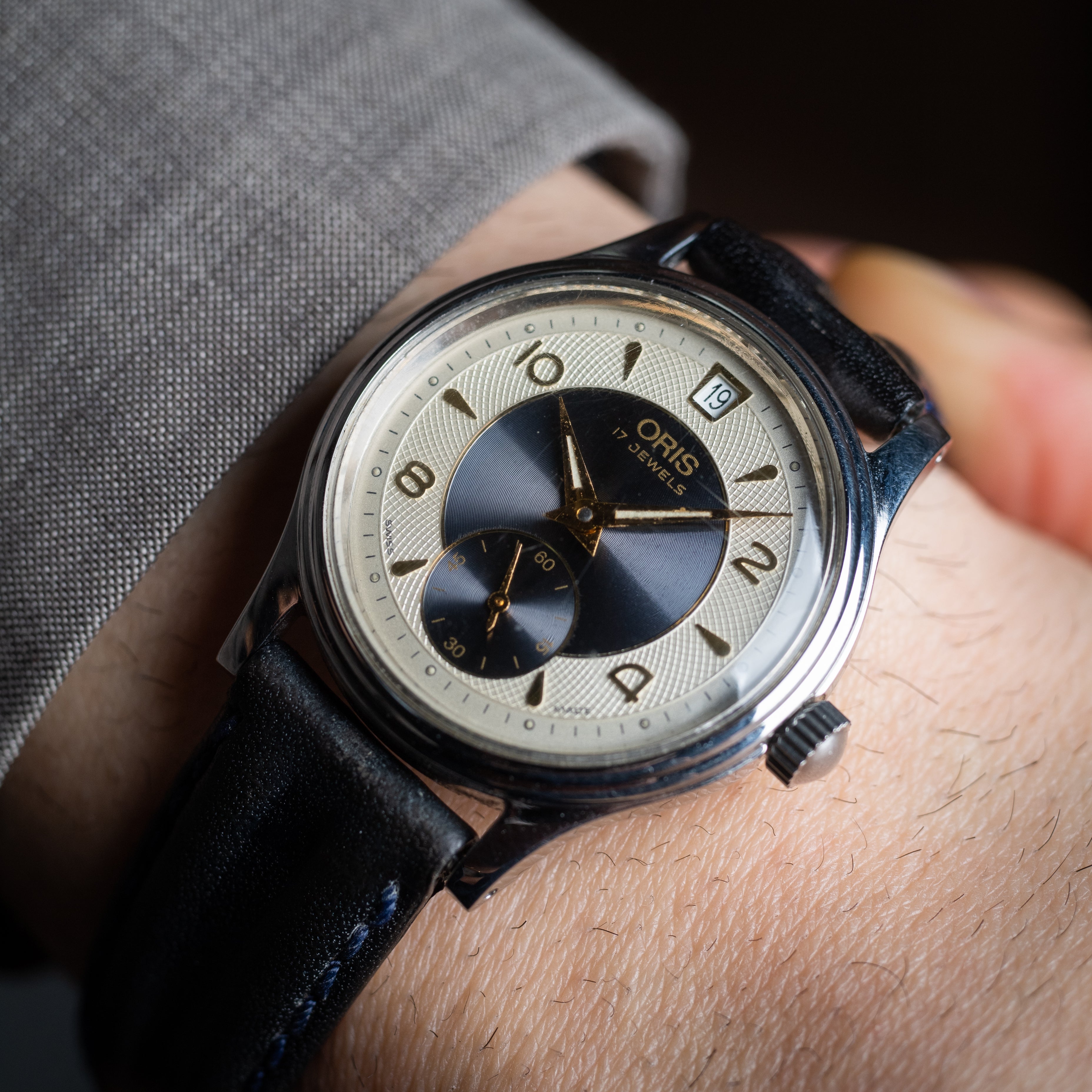 オリス ツートンダイヤル 12時位置デイト スモールセコンド 1990年代製