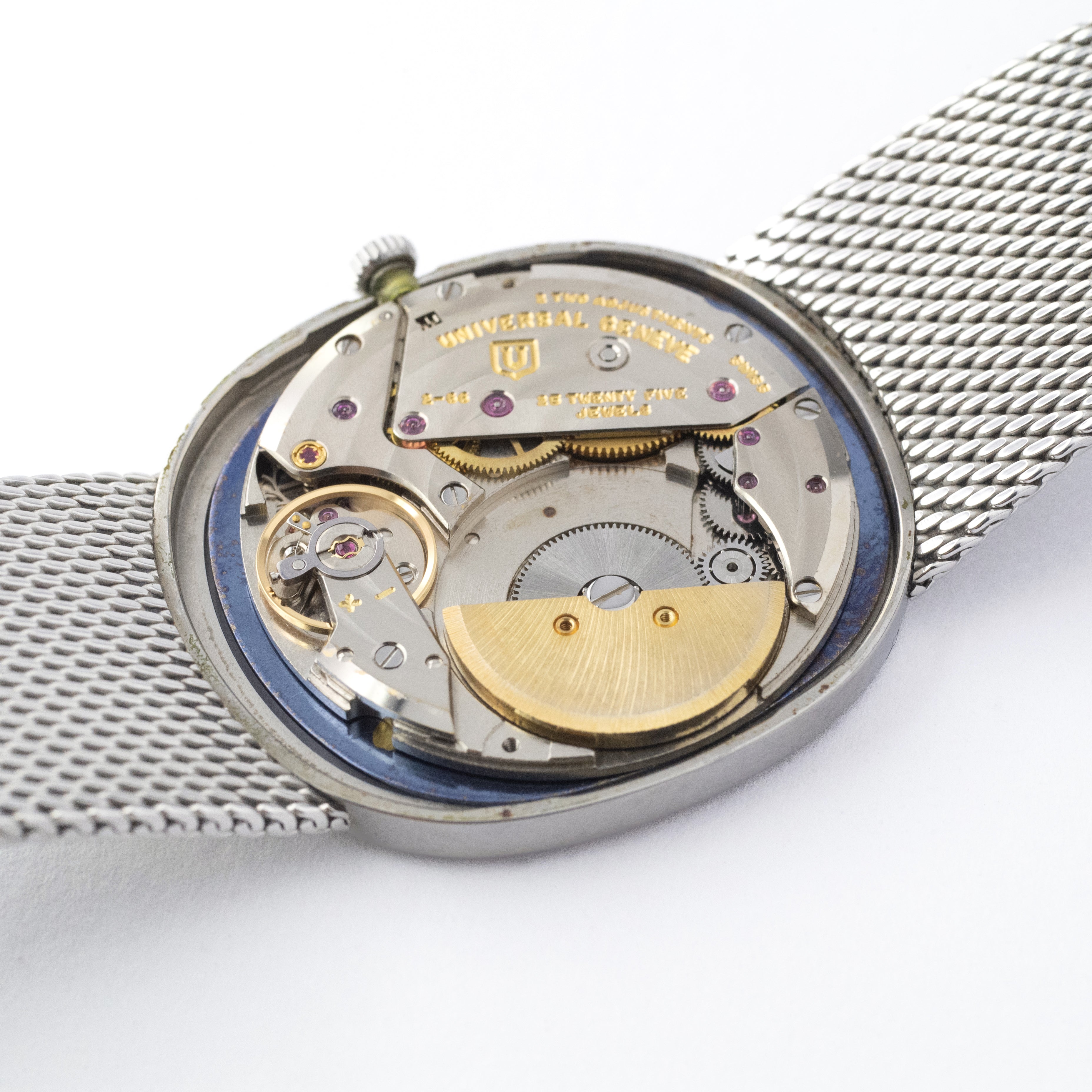 ユニバーサル ジュネーブ ホワイトシャドウ ブルーダイヤル マイクロローター自動巻き 1960年代製