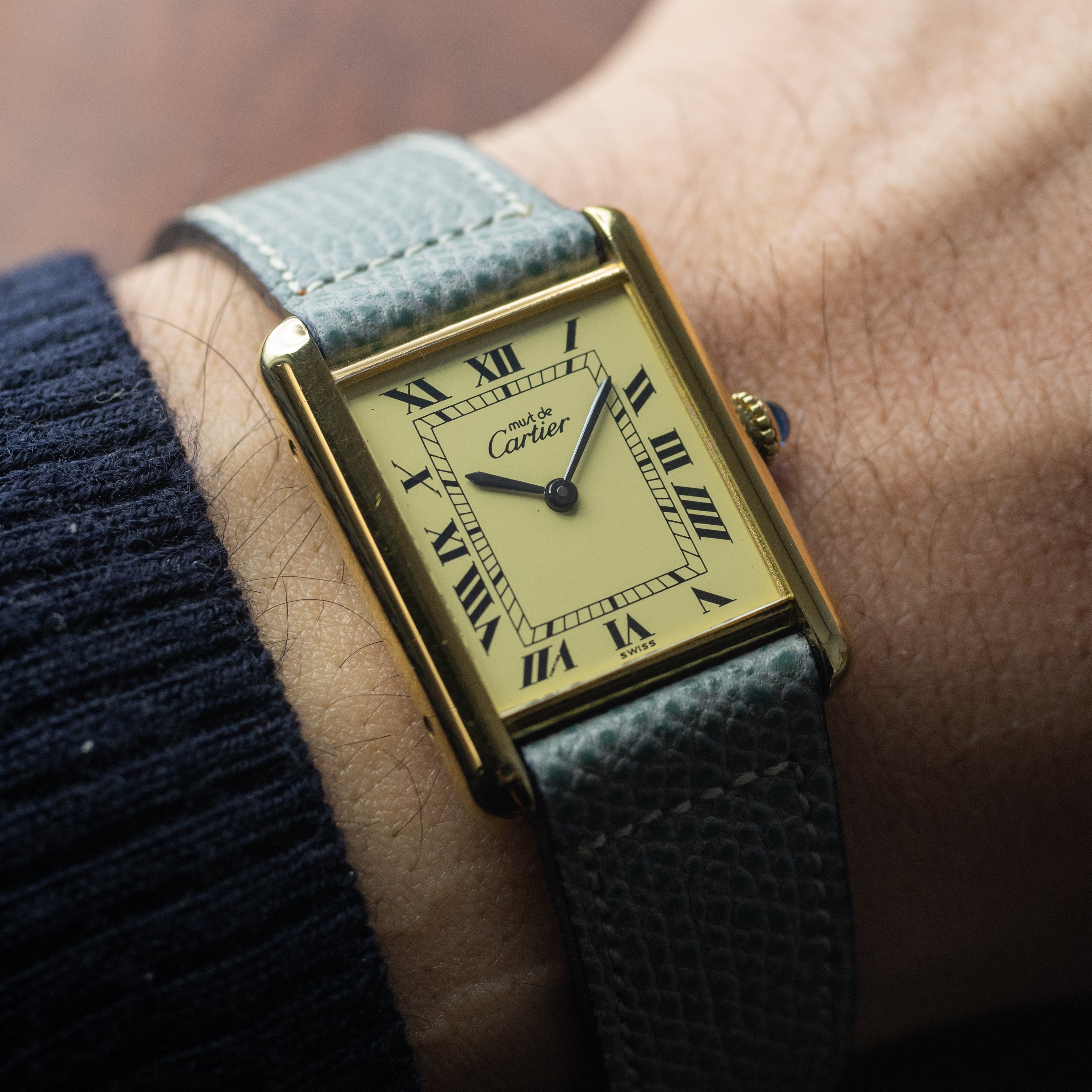 カルティエ マストタンクLM 1983年販売保証書付き アイボリーローマン 手巻き