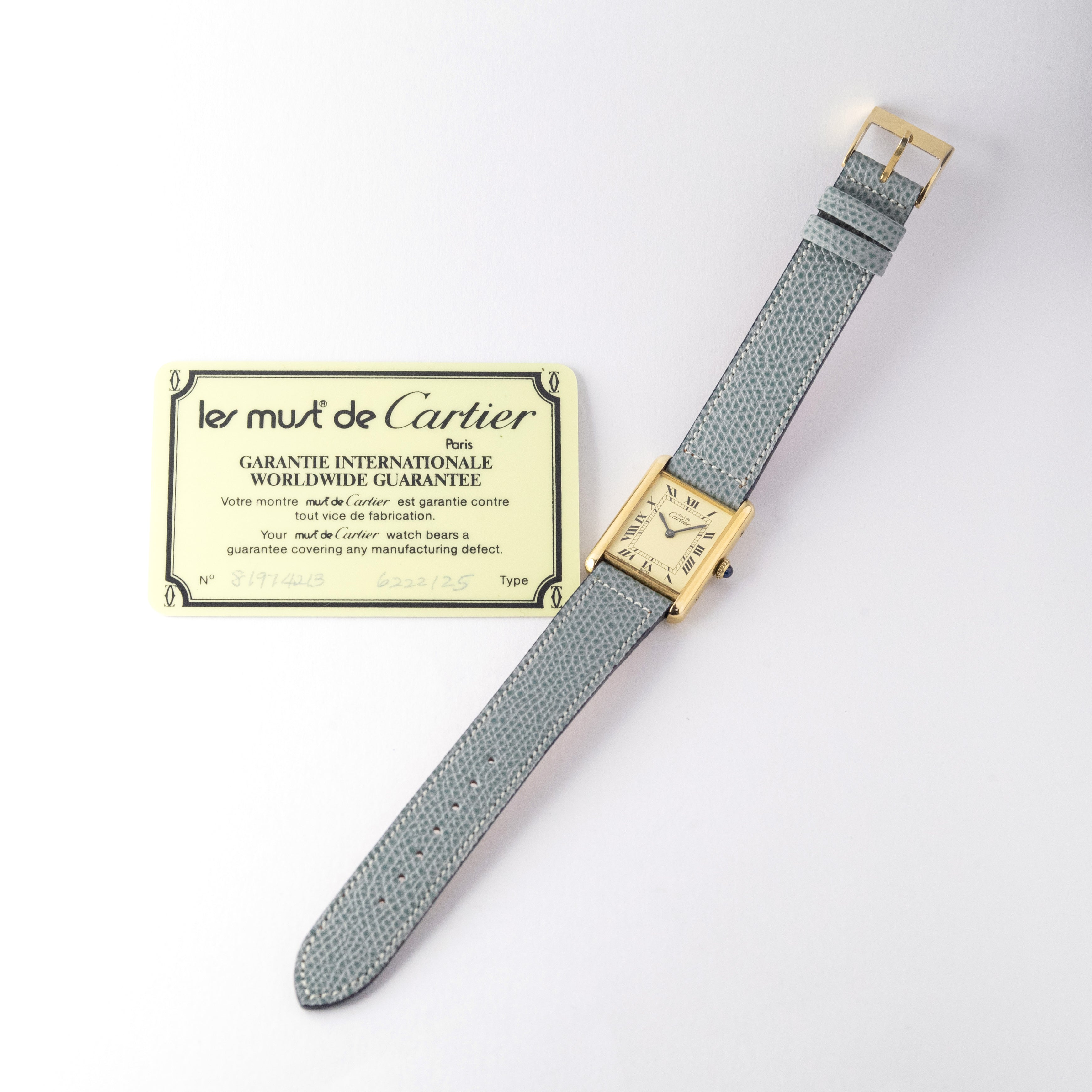カルティエ マストタンクLM 1983年販売保証書付き アイボリーローマン 手巻き