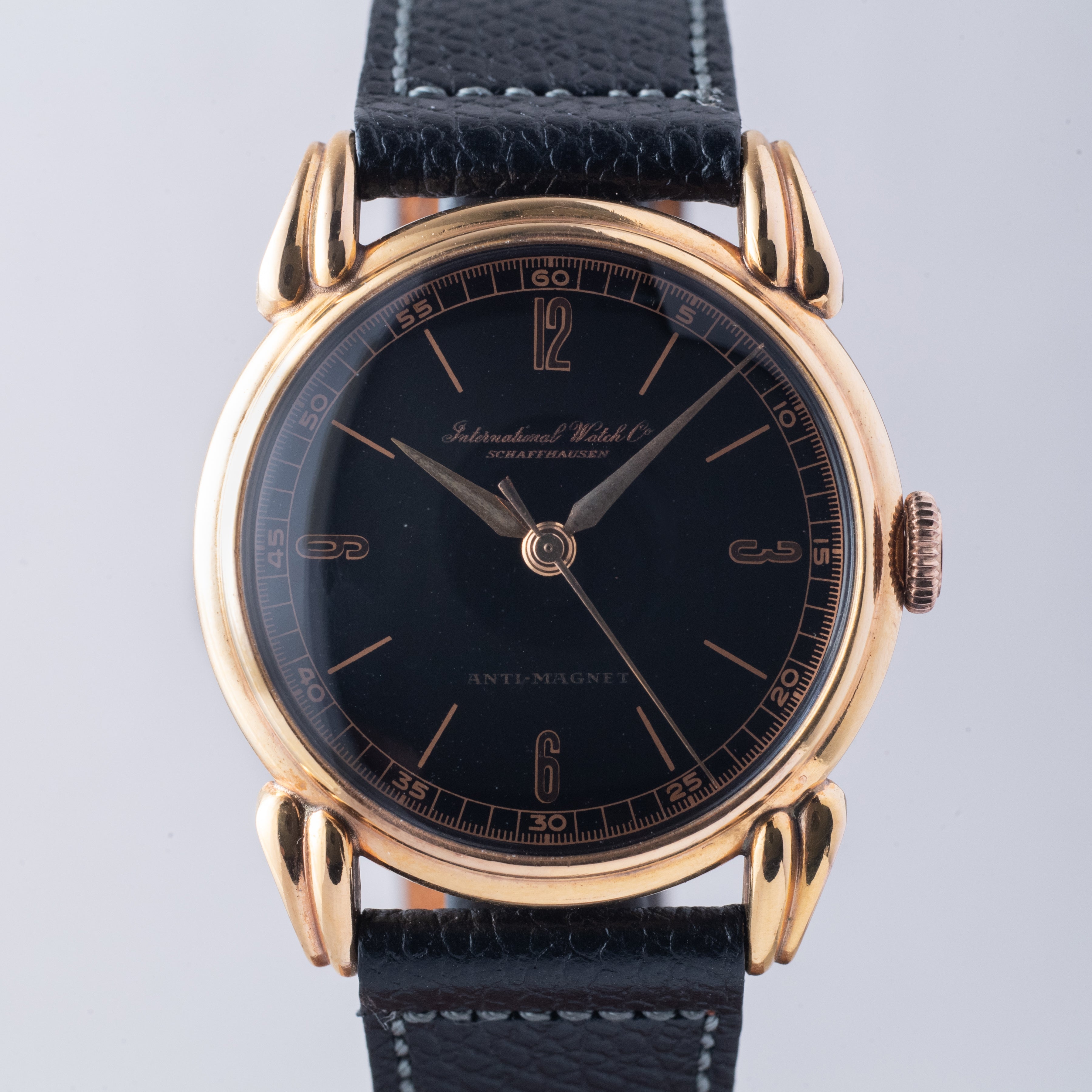 IWC オリジナルブラックダイヤル Cal.60 1940年代製 金張りケース 手巻 オールドインター